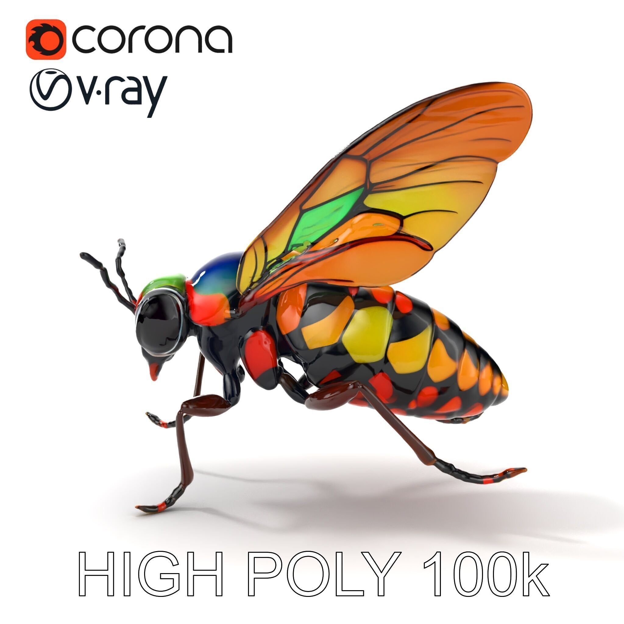 Exotic Insect with Stained Glass Wings model pack Low-poly 3D model_24