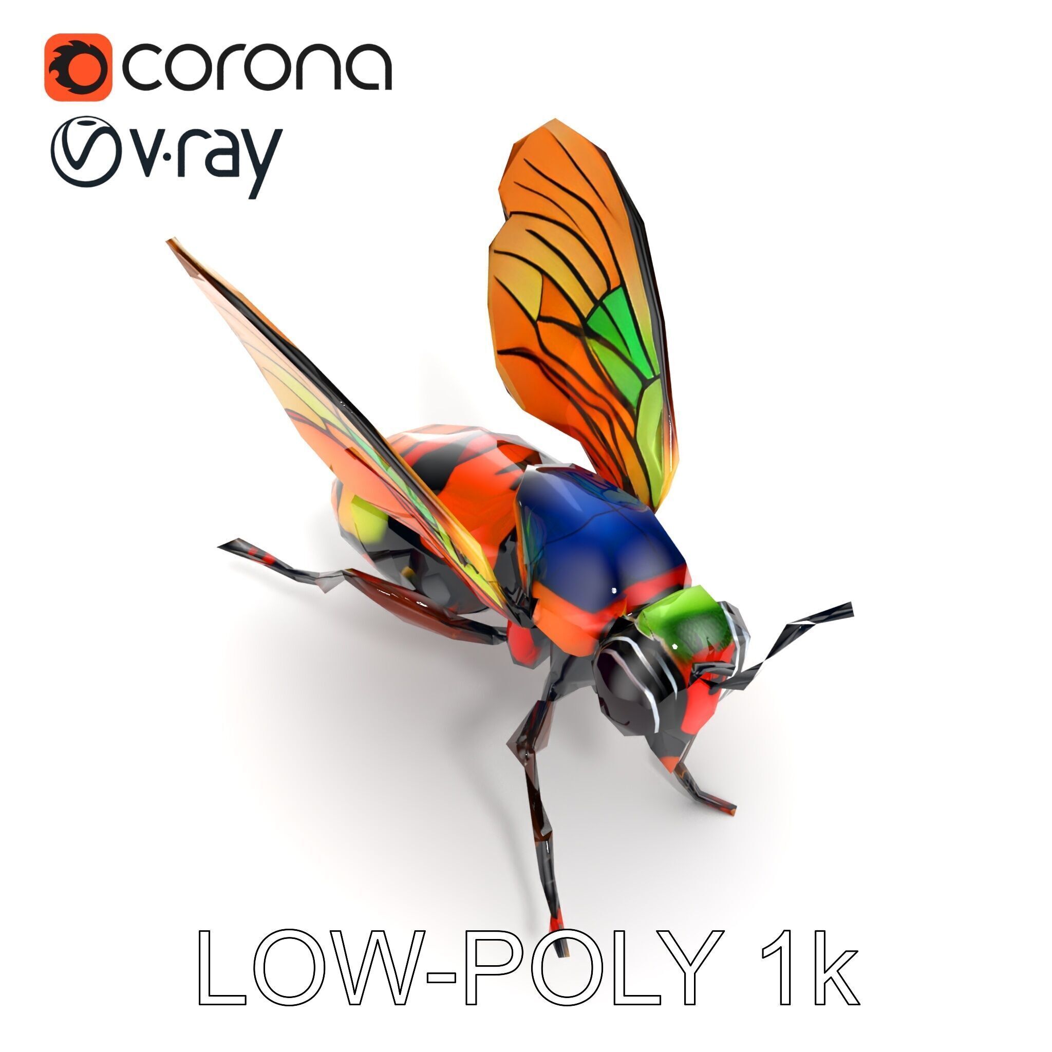 Exotic Insect with Stained Glass Wings model pack Low-poly 3D model_21