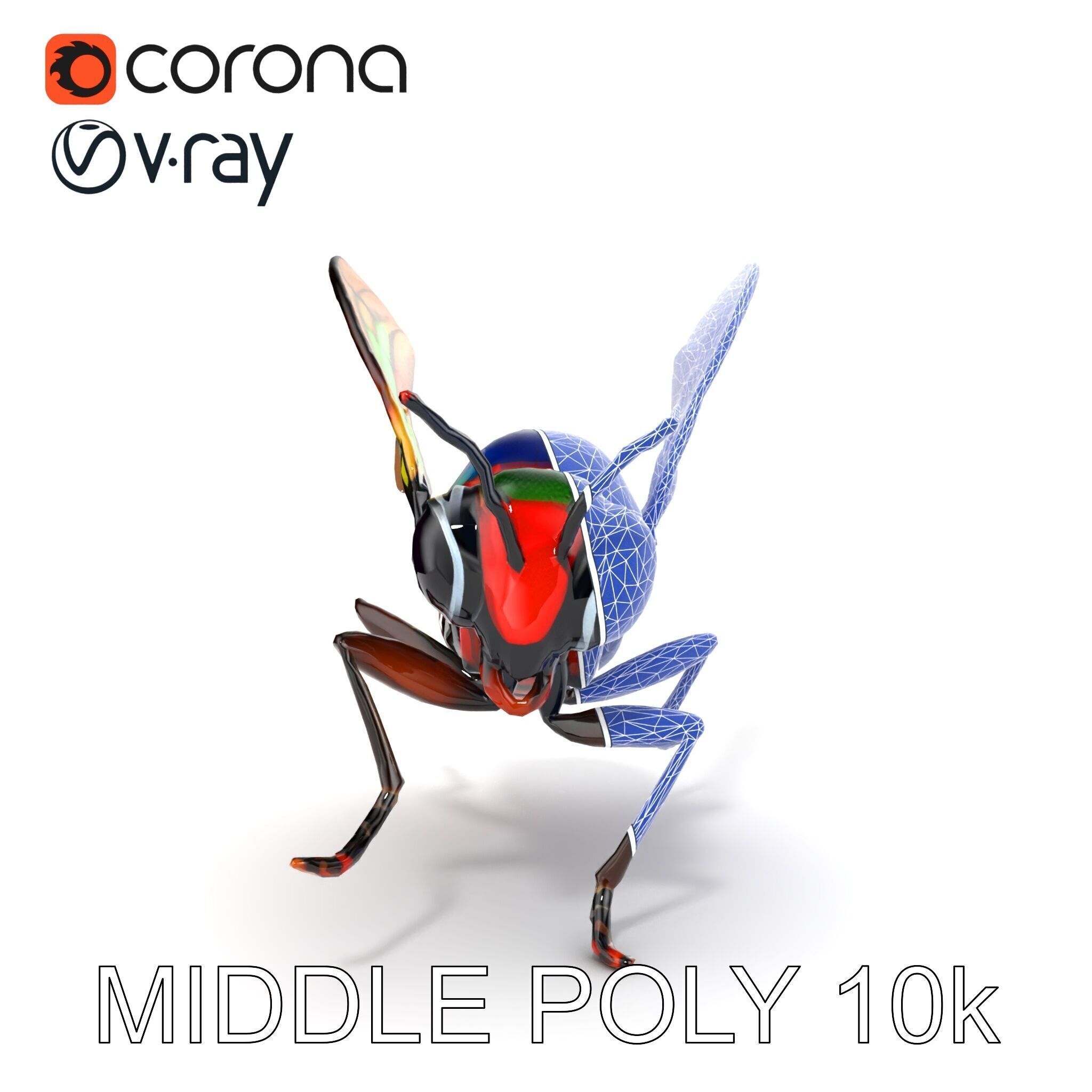 Exotic Insect with Stained Glass Wings model pack Low-poly 3D model_16