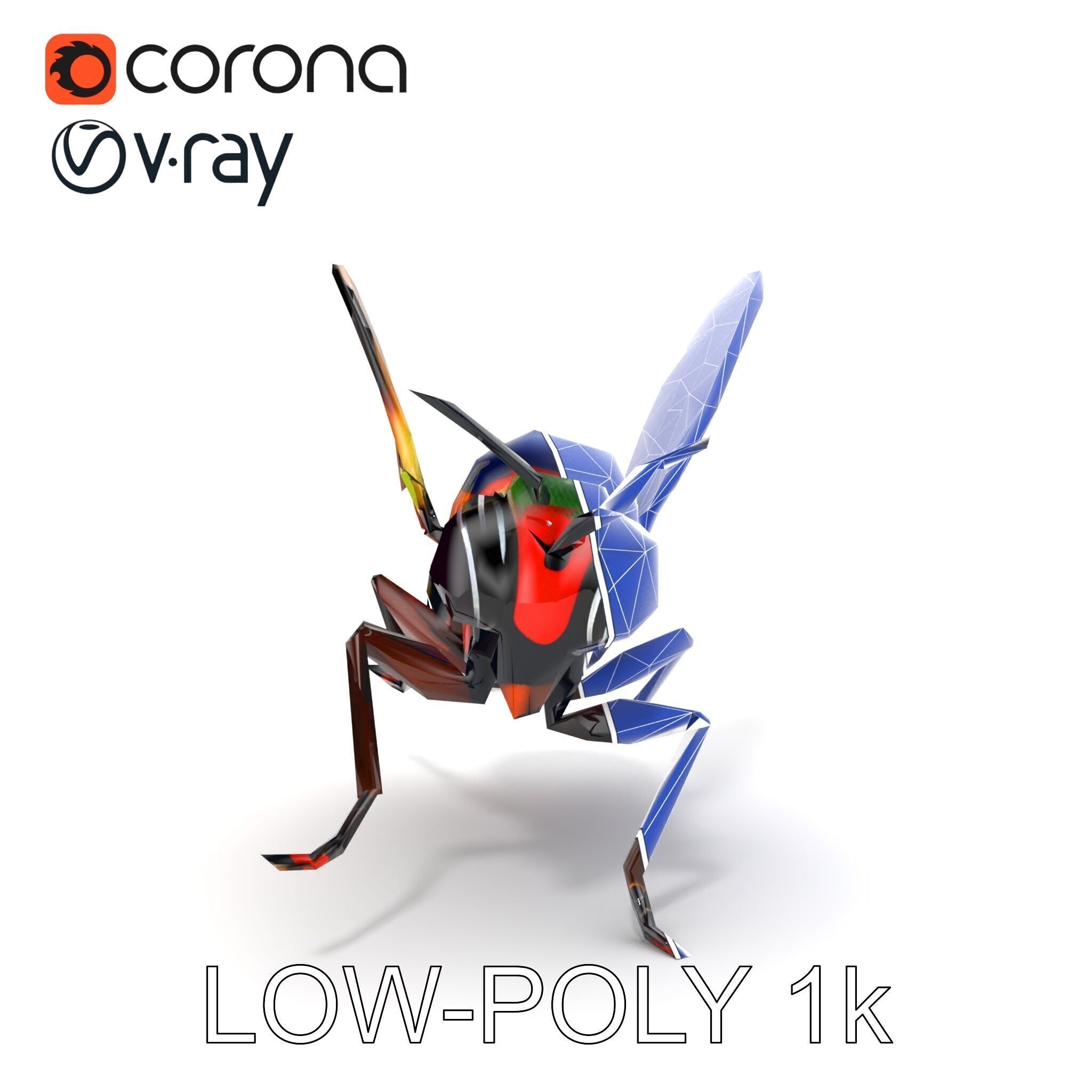 Exotic Insect with Stained Glass Wings model pack Low-poly 3D model_28