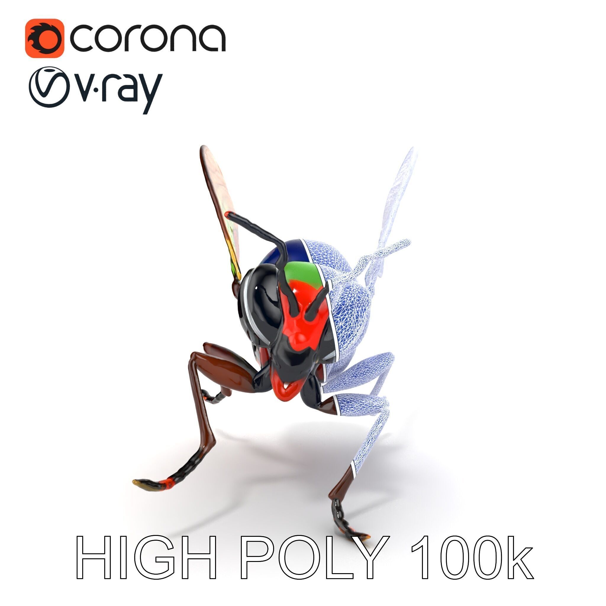 Exotic Insect with Stained Glass Wings model pack Low-poly 3D model_31