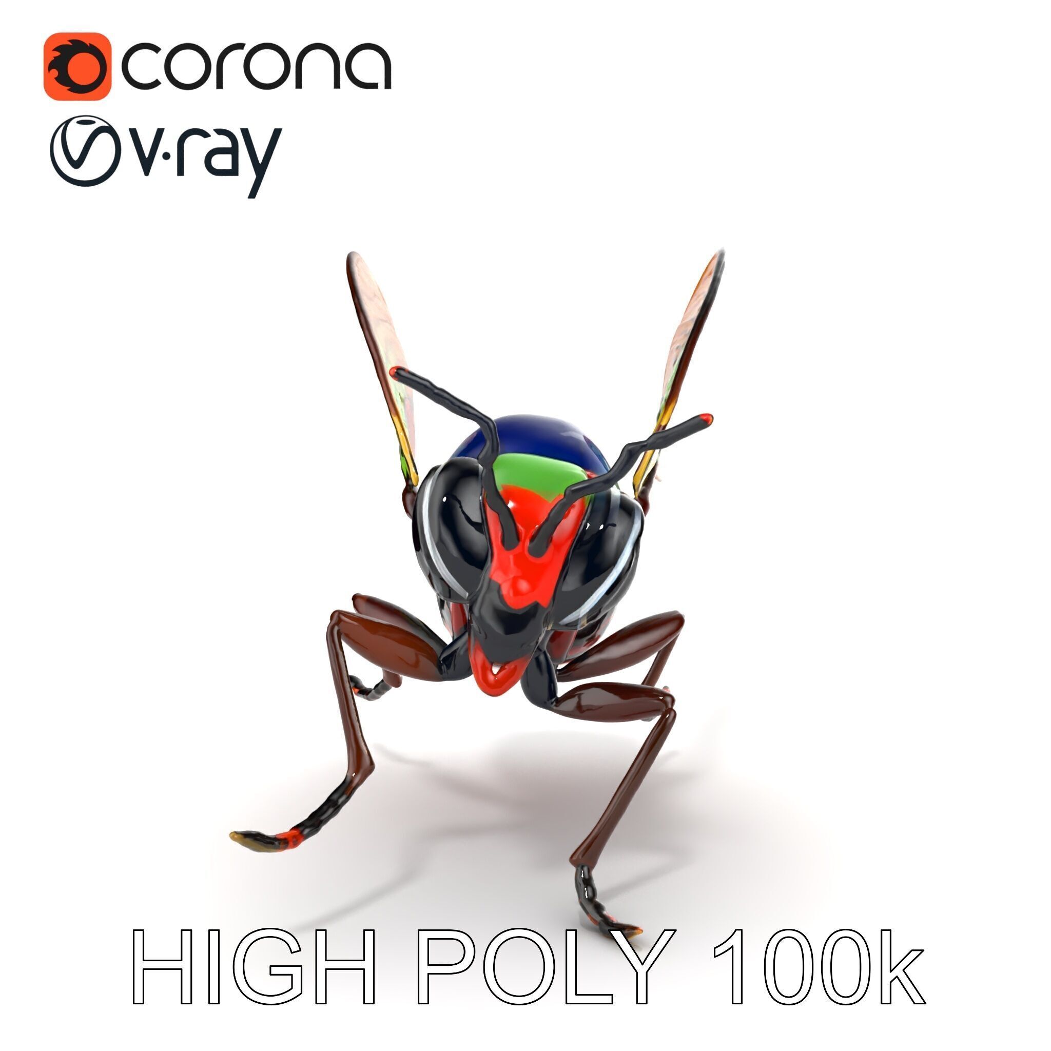 Exotic Insect with Stained Glass Wings model pack Low-poly 3D model_27