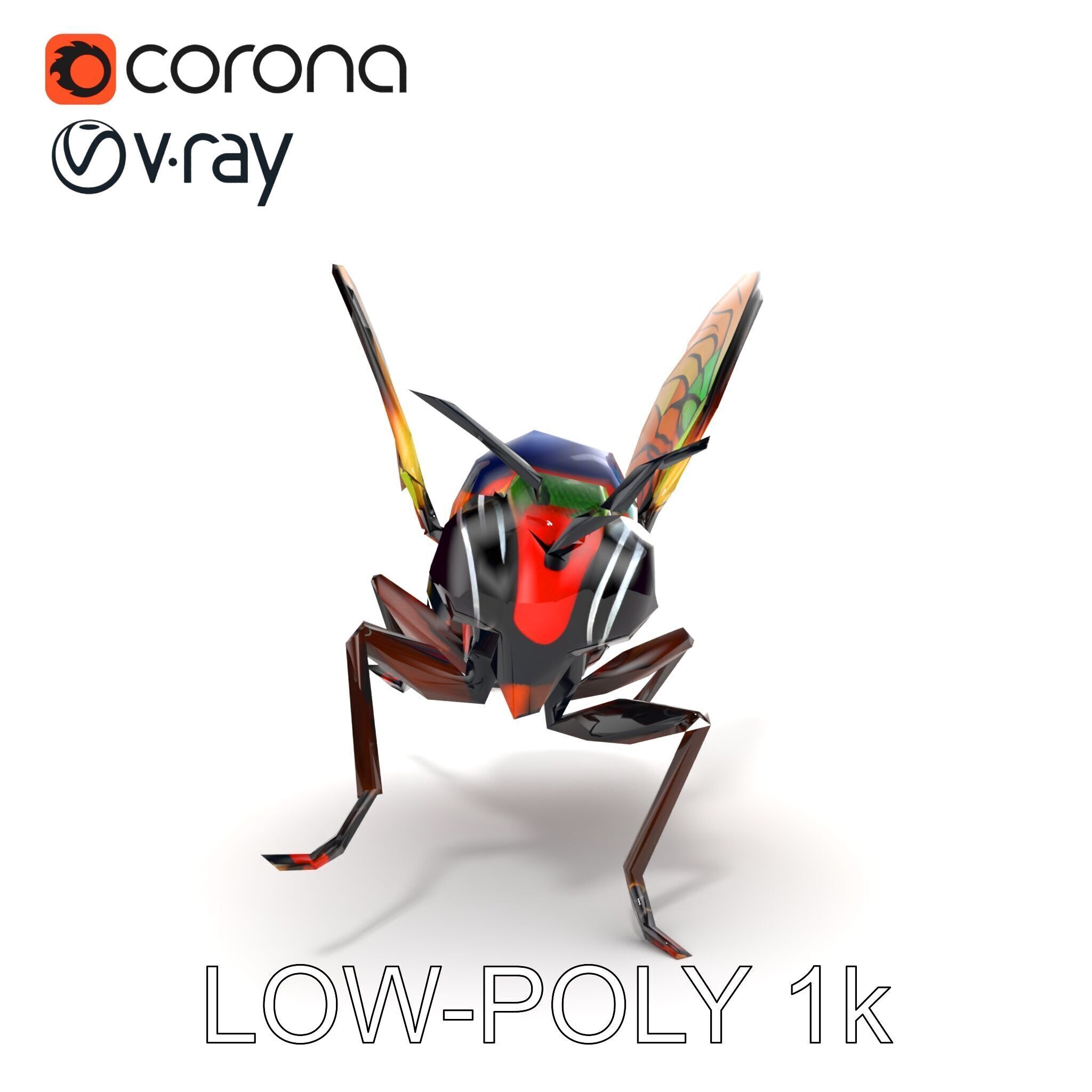 Exotic Insect with Stained Glass Wings model pack Low-poly 3D model_32