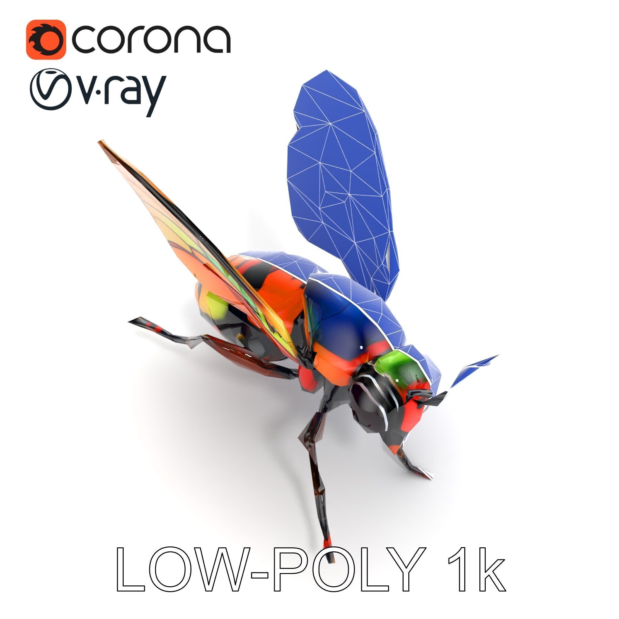 Exotic Insect with Stained Glass Wings model pack Low-poly 3D model_22
