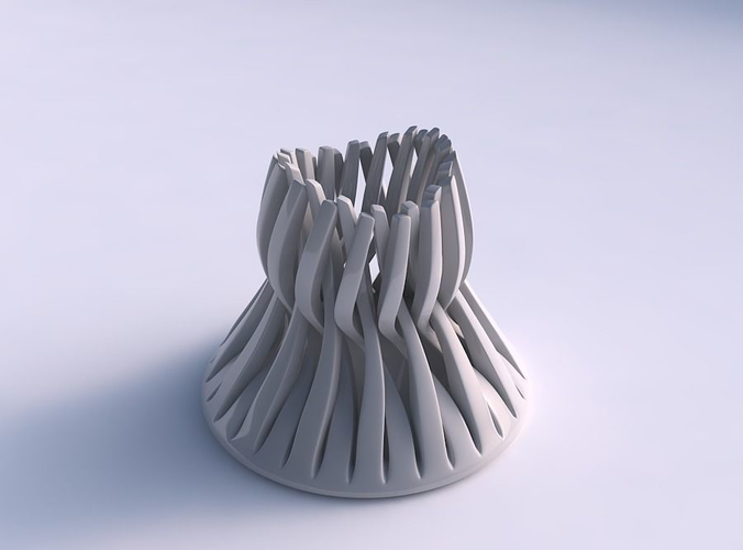 Bowl cylindrical with twisted sharp muscle structures streche... 3D print model