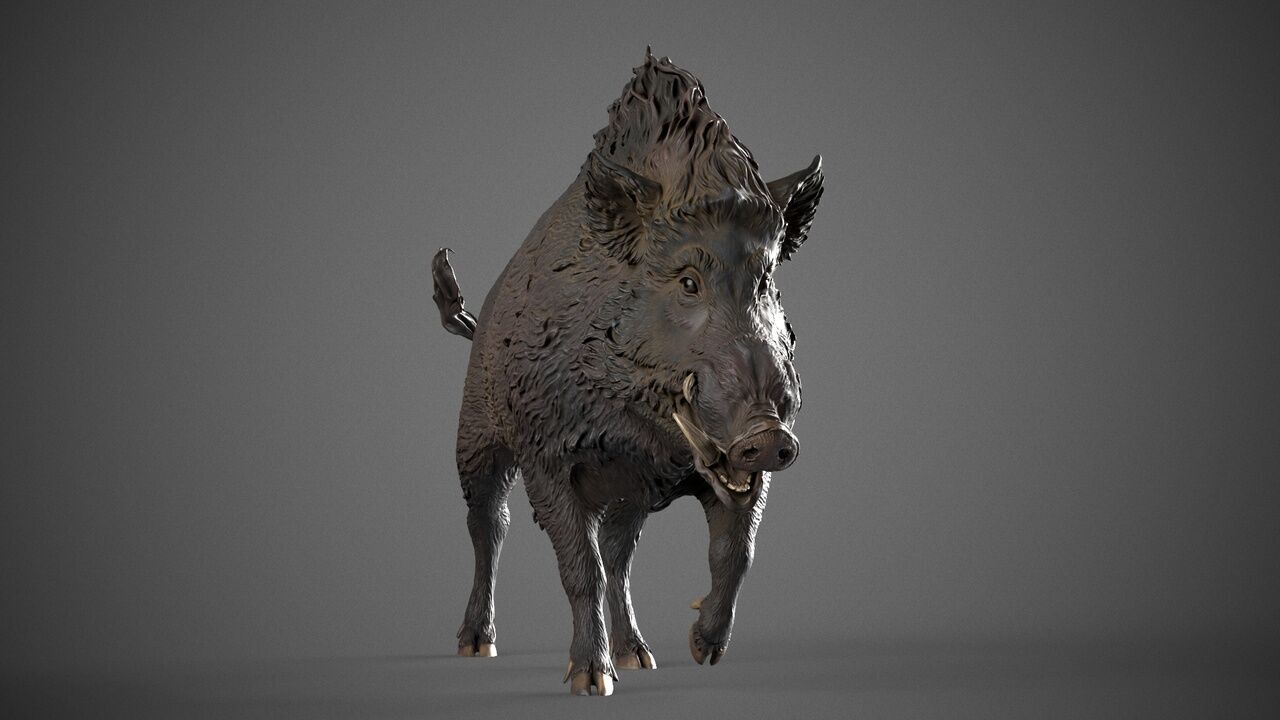 Boar on a Pedestal Sculpting 3D print model_6