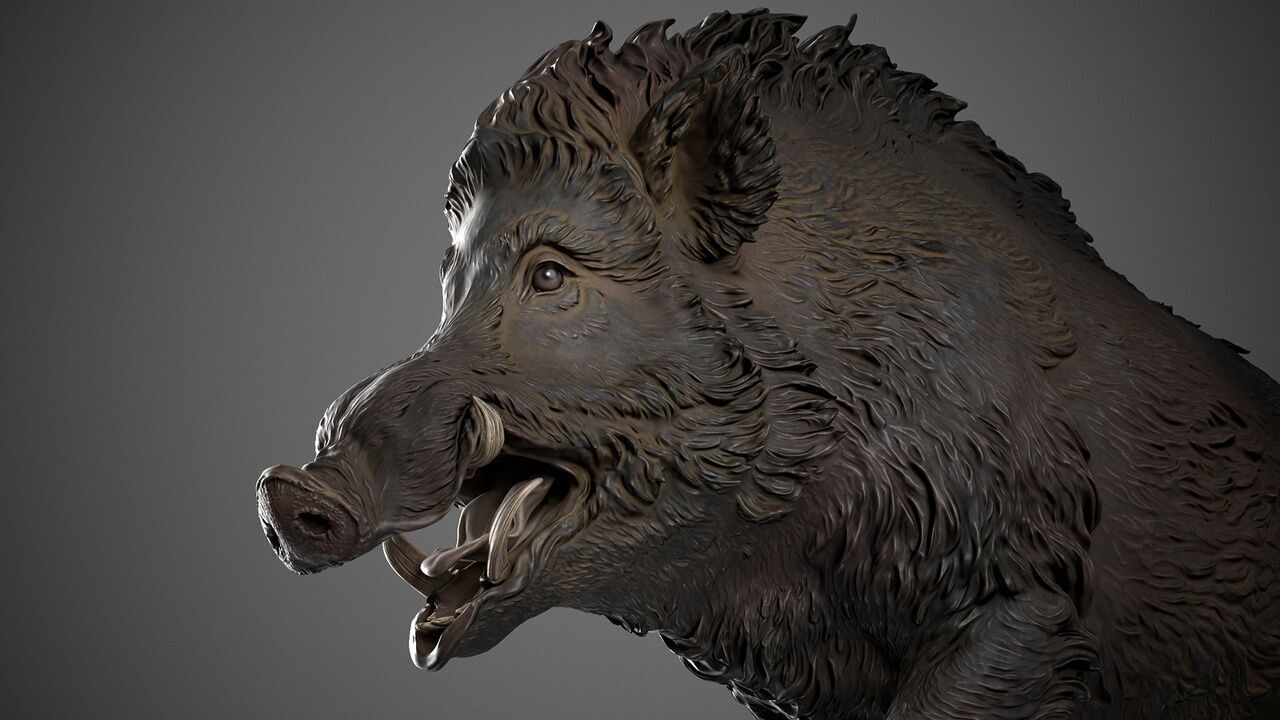 Boar on a Pedestal Sculpting 3D print model_5