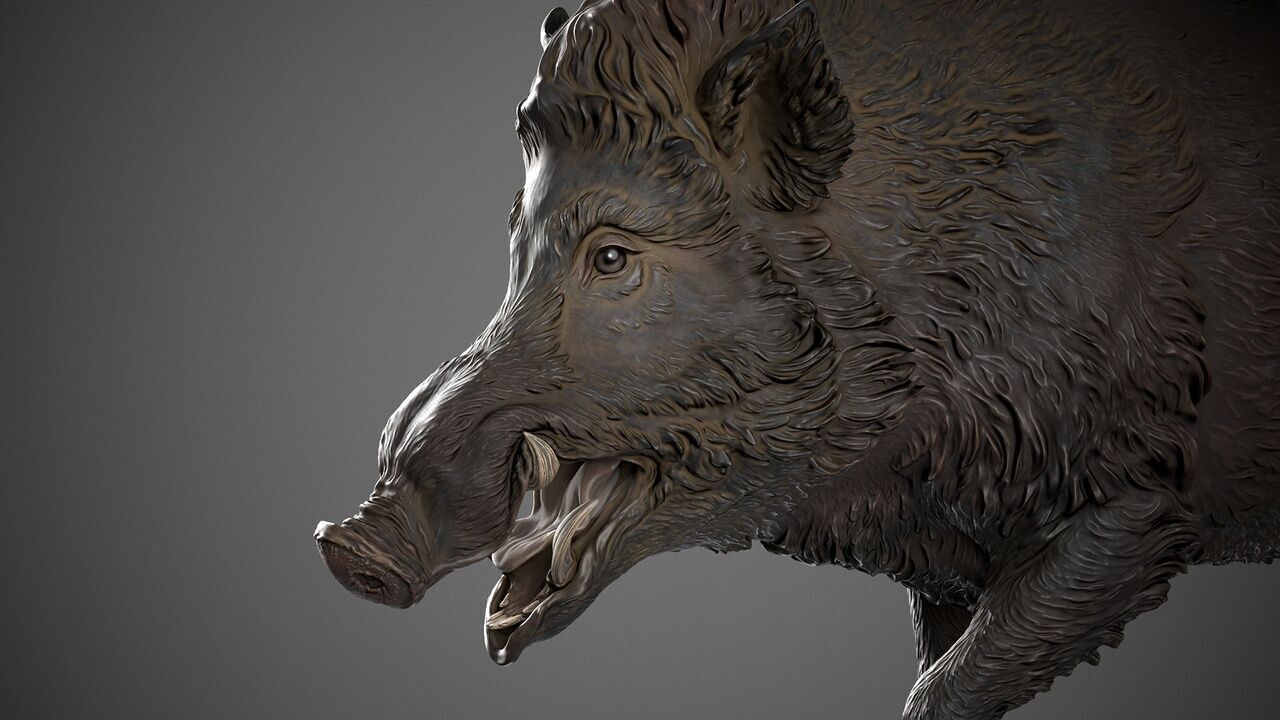 Boar on a Pedestal Sculpting 3D print model_3