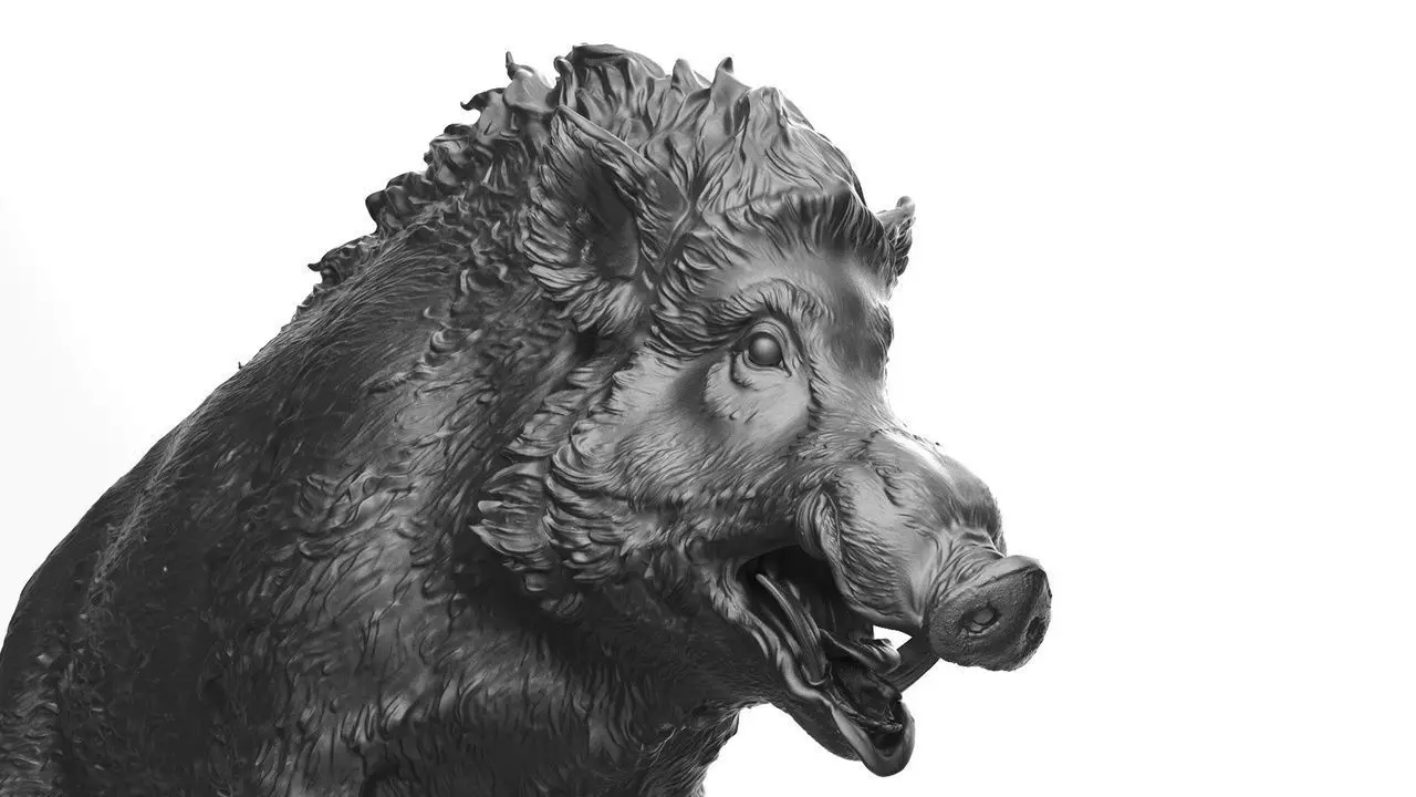 Boar on a Pedestal Sculpting 3D print model_0