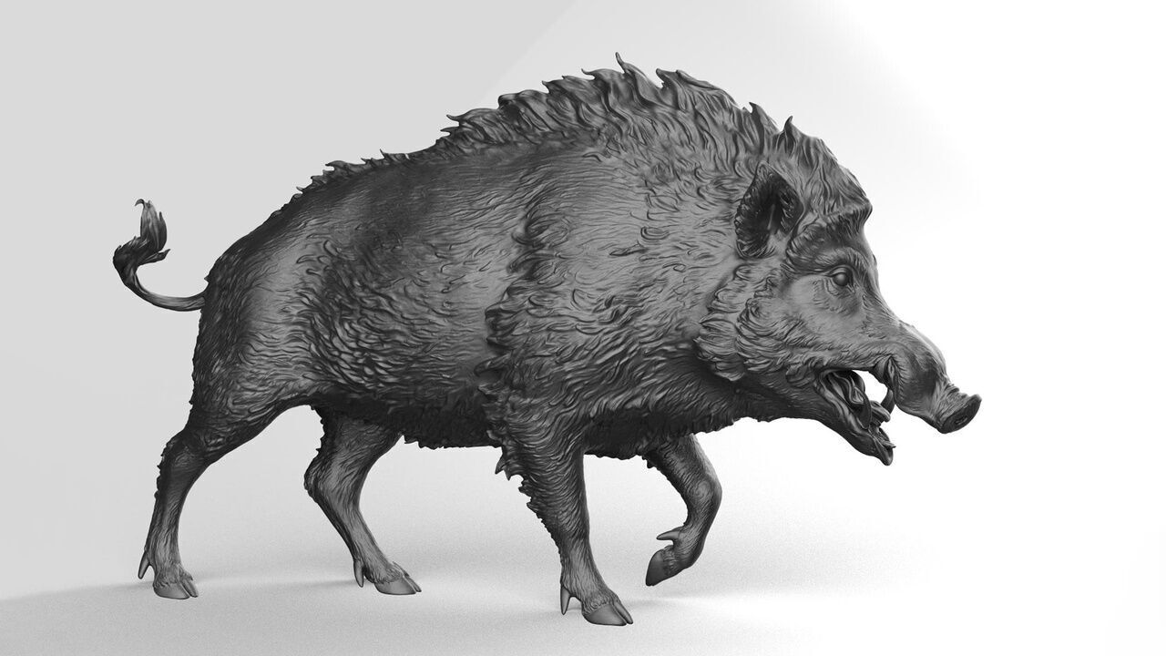 Boar on a Pedestal Sculpting 3D print model_9