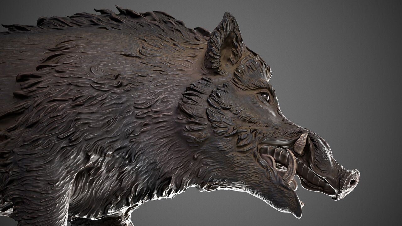 Boar on a Pedestal Sculpting 3D print model_4