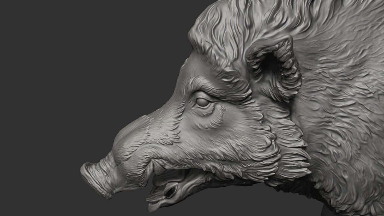 Boar on a Pedestal Sculpting 3D print model_8