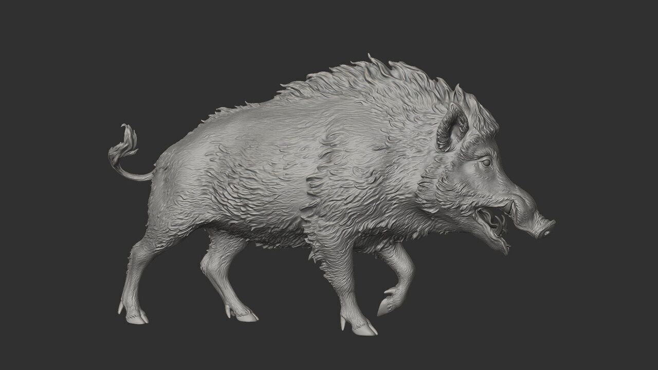 Boar on a Pedestal Sculpting 3D print model_7