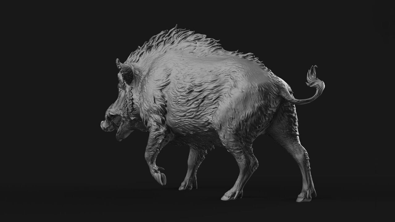 Boar on a Pedestal Sculpting 3D print model_1