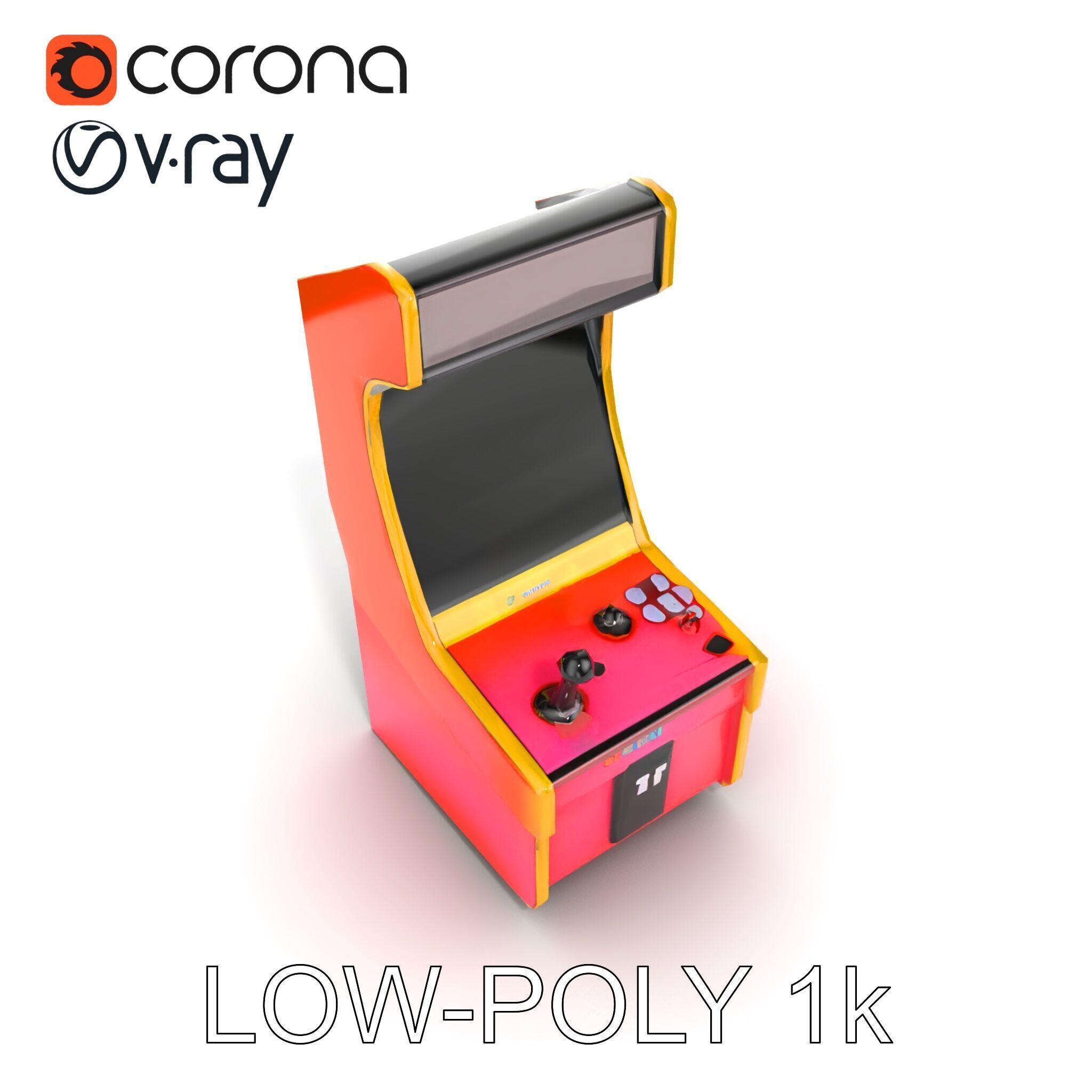 Arcade Game Console Metallic model pack Low-poly 3D model_18