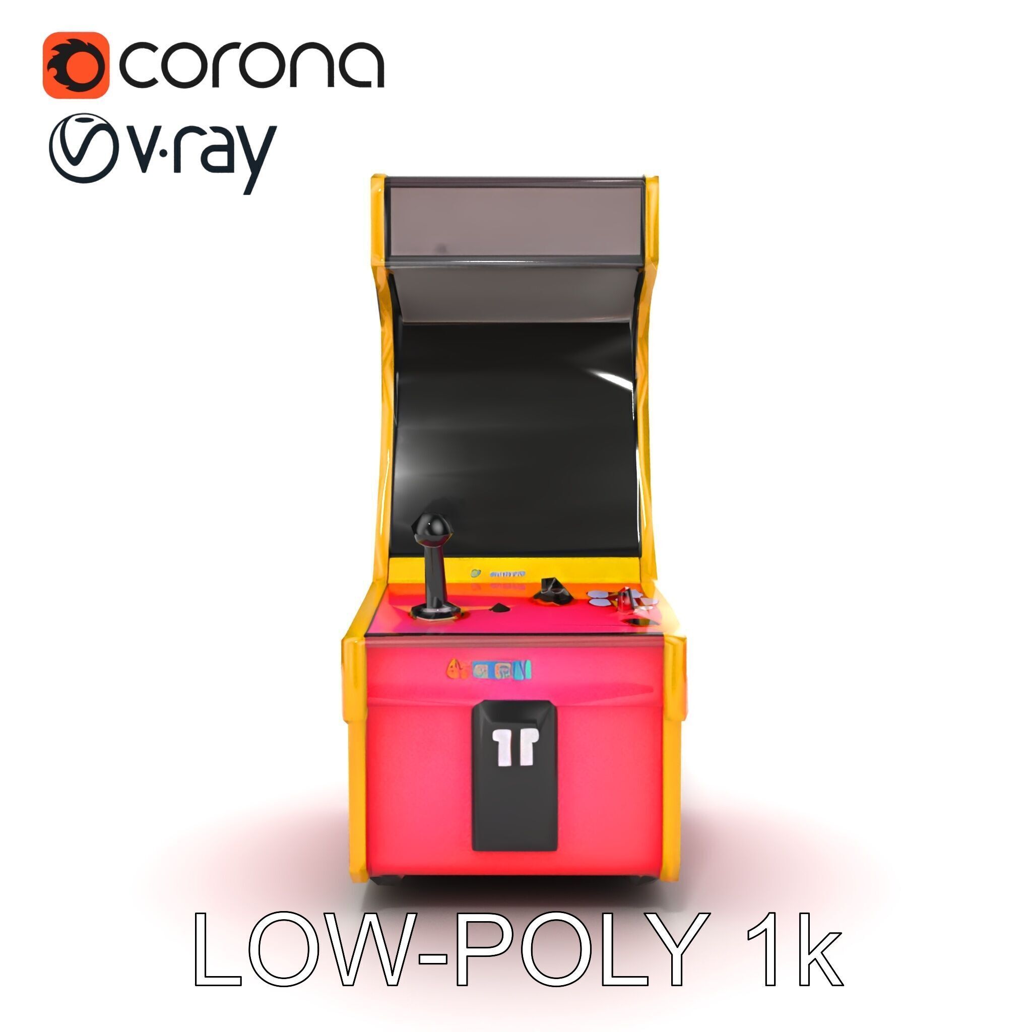 Arcade Game Console Metallic model pack Low-poly 3D model_15