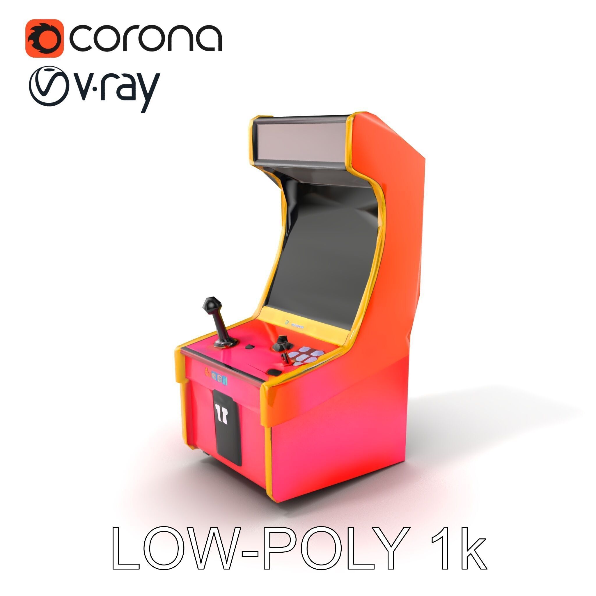 Arcade Game Console Metallic model pack Low-poly 3D model_5