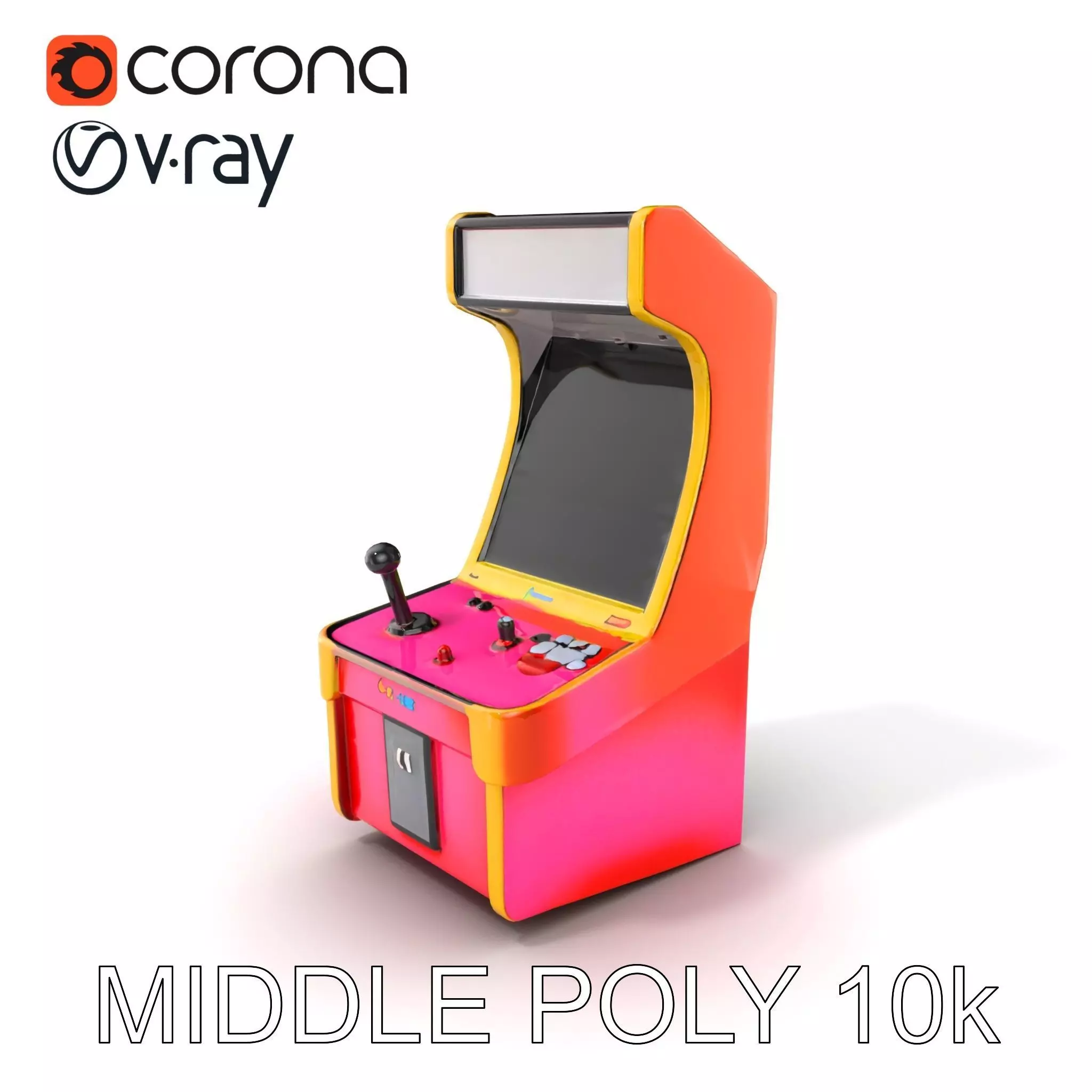Arcade Game Console Metallic model pack Low-poly 3D model_0