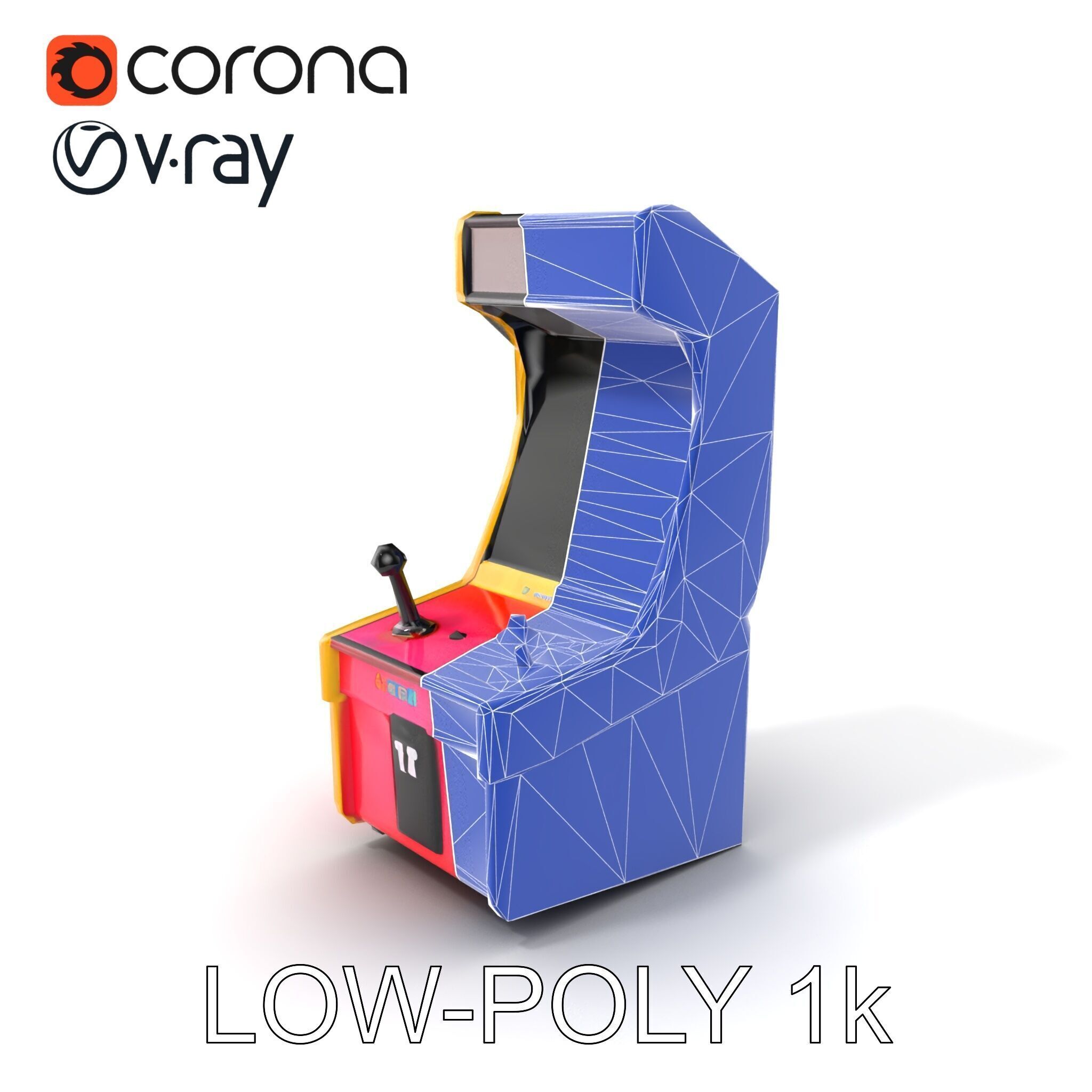 Arcade Game Console Metallic model pack Low-poly 3D model_7