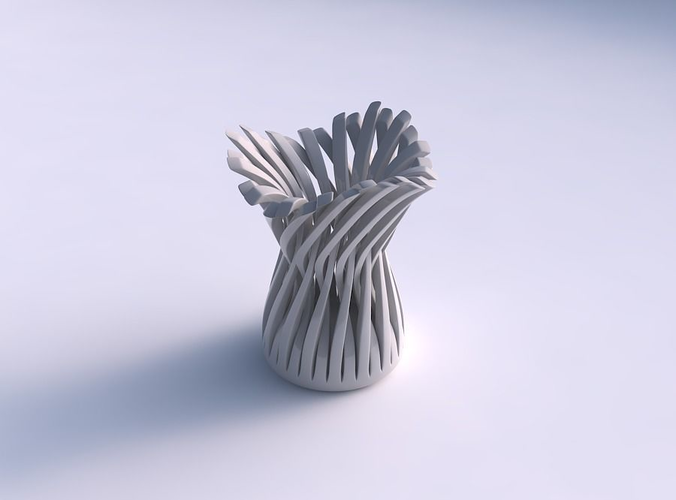Bowl cylindrical with twisted sharp muscle structures streche... 3D print model