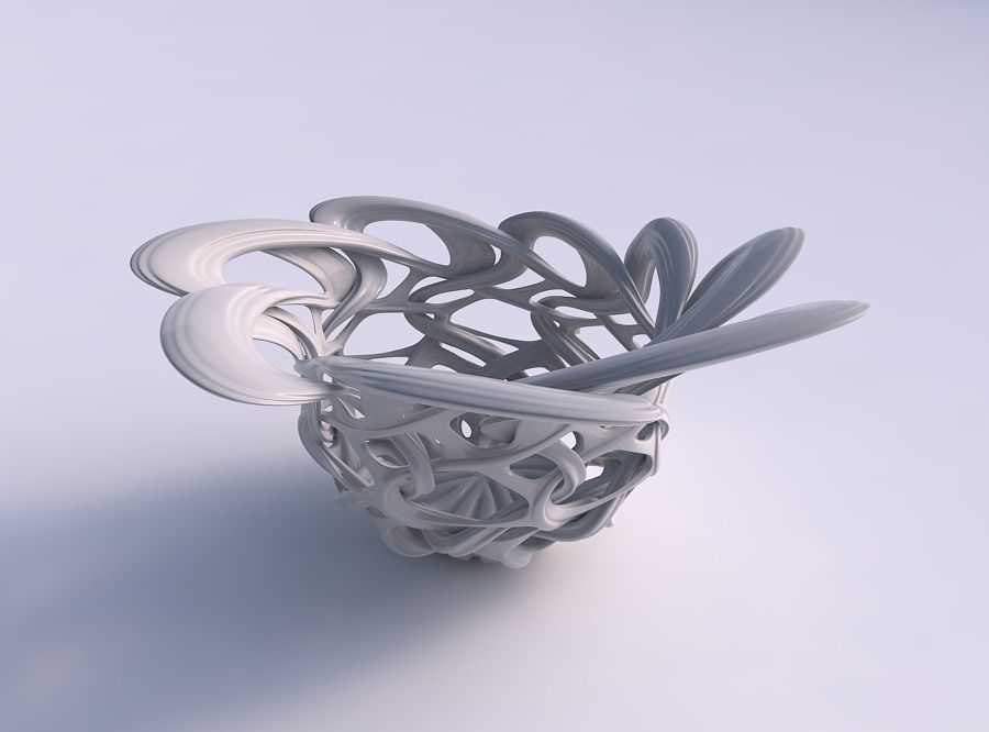 Bowl flared with interlacing lattice and extruded lines eccen... 3D print model_0