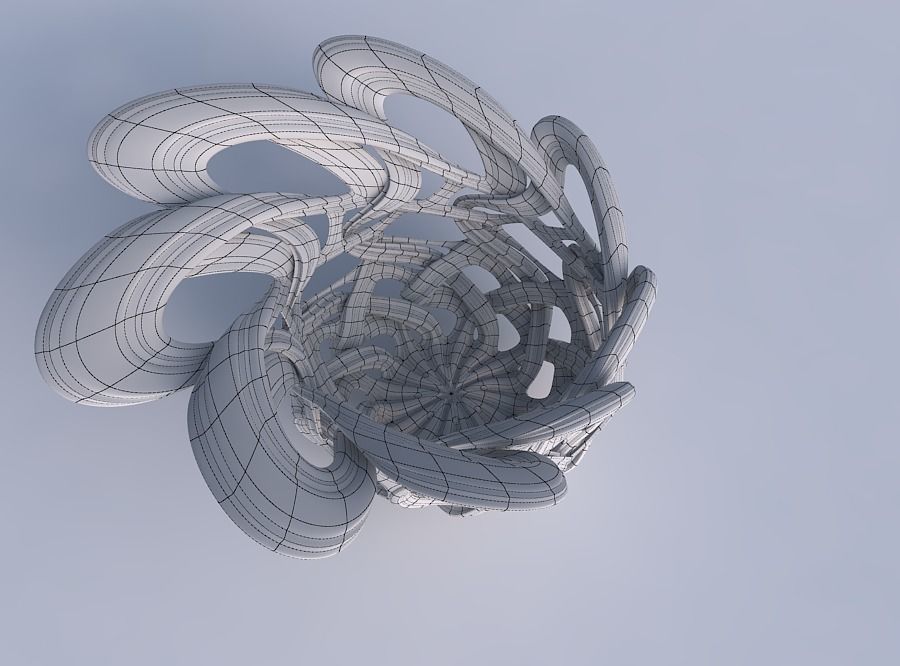 Bowl flared with interlacing lattice and extruded lines eccen... 3D print model_6
