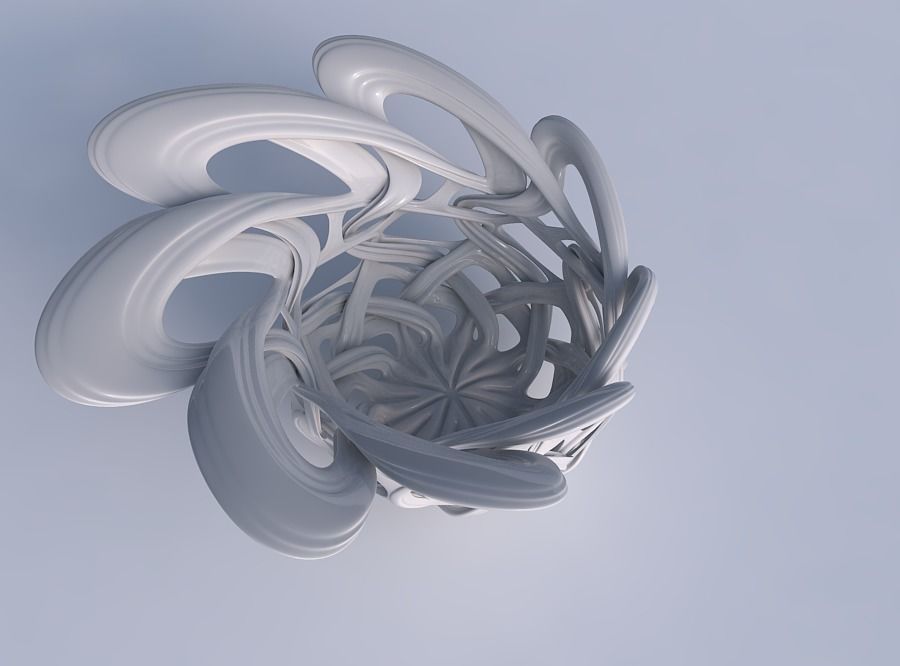 Bowl flared with interlacing lattice and extruded lines eccen... 3D print model_1