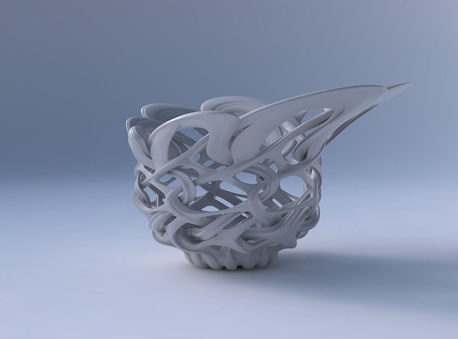 Bowl flared with interlacing lattice and extruded lines eccen... 3D print model_4