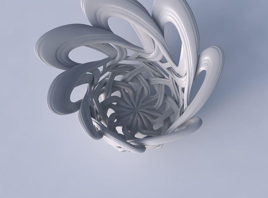 Bowl flared with interlacing lattice and extruded lines eccen... 3D print model_2