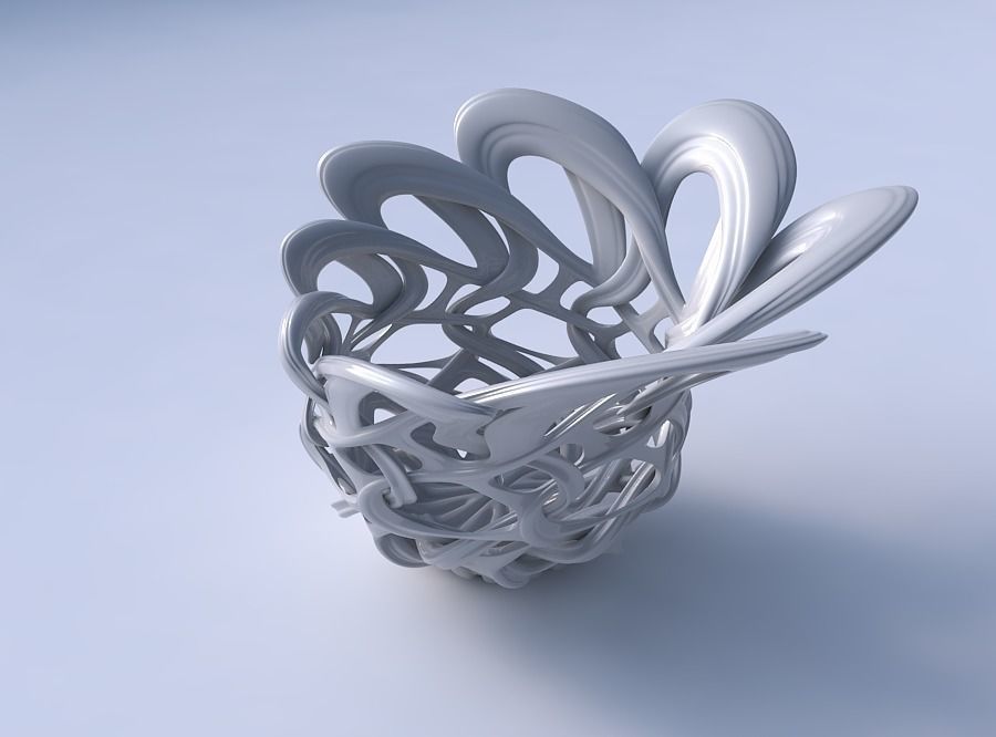 Bowl flared with interlacing lattice and extruded lines eccen... 3D print model_3