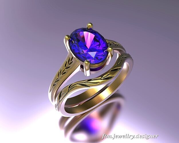 ring oval stone Free 3D print model
