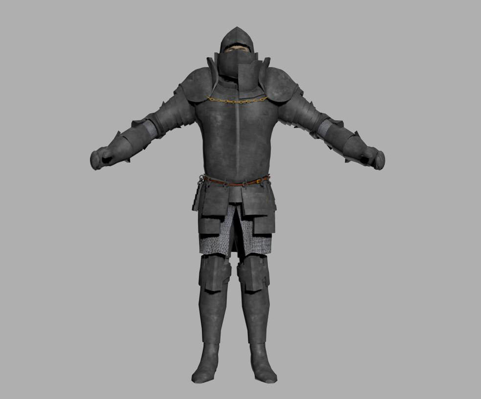 knight in armor Low-poly 3D model_3