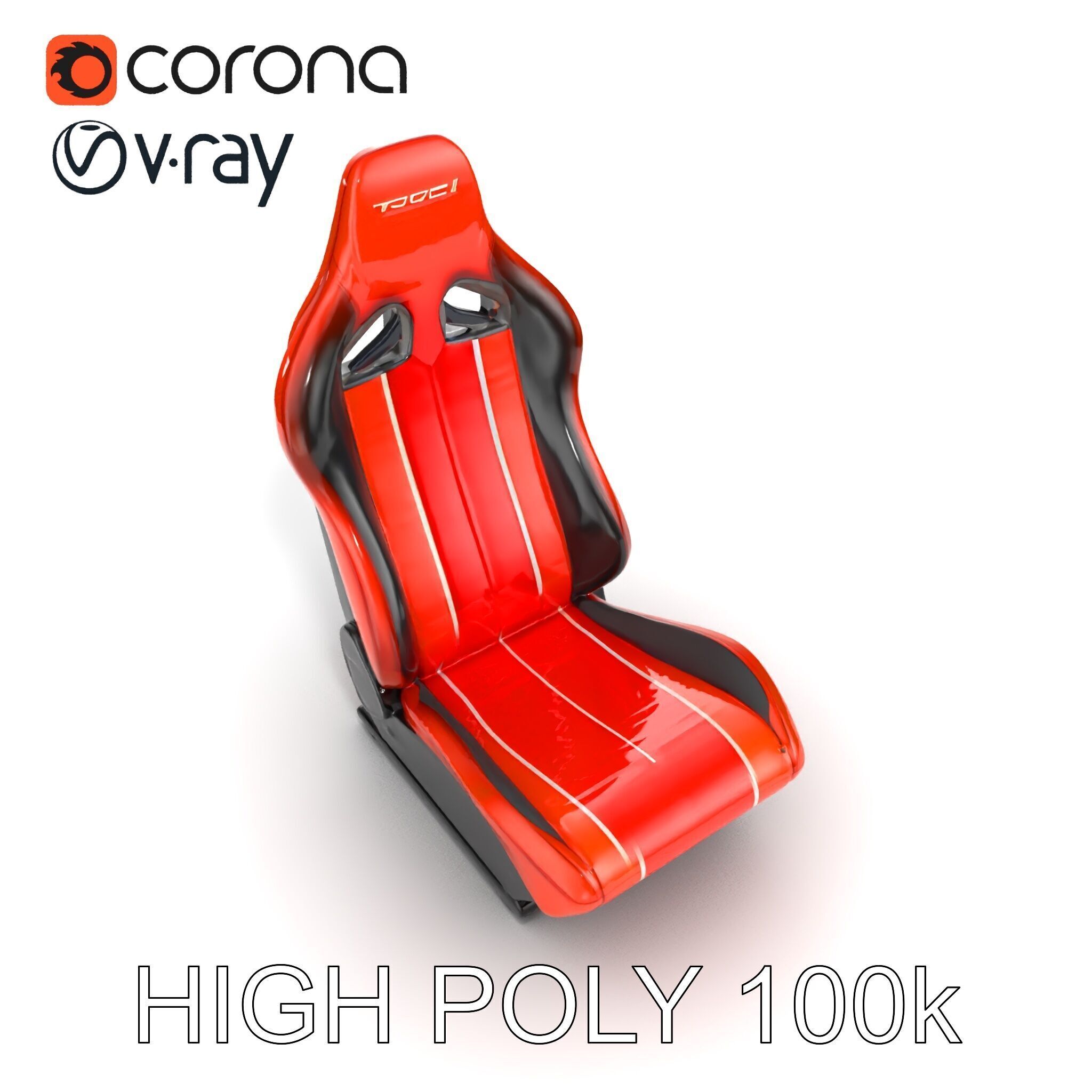 Modern Racing Simulator Seat model pack with Vibrant Stripes Low-poly 3D model_14