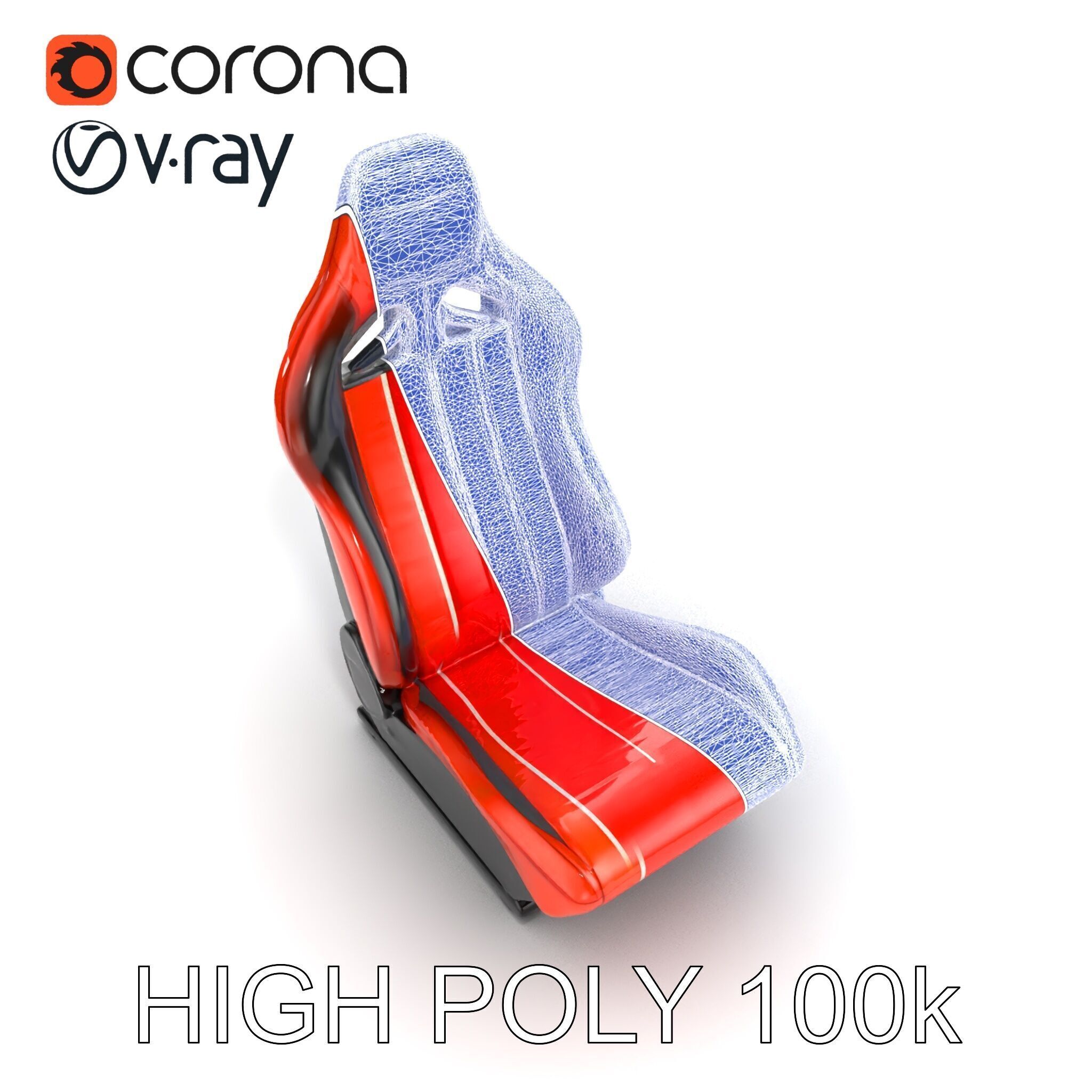 Modern Racing Simulator Seat model pack with Vibrant Stripes Low-poly 3D model_30