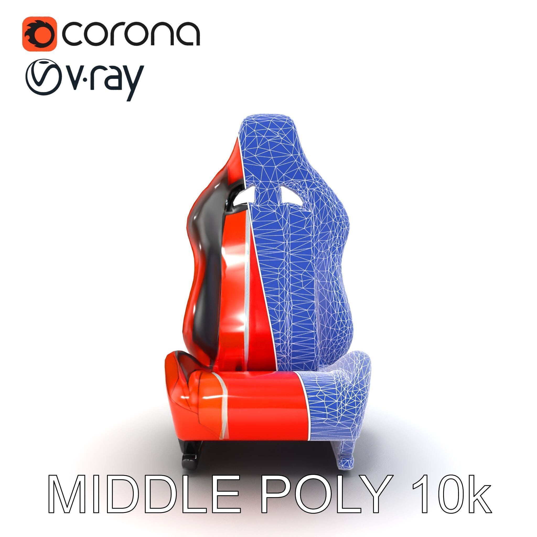 Modern Racing Simulator Seat model pack with Vibrant Stripes Low-poly 3D model_28