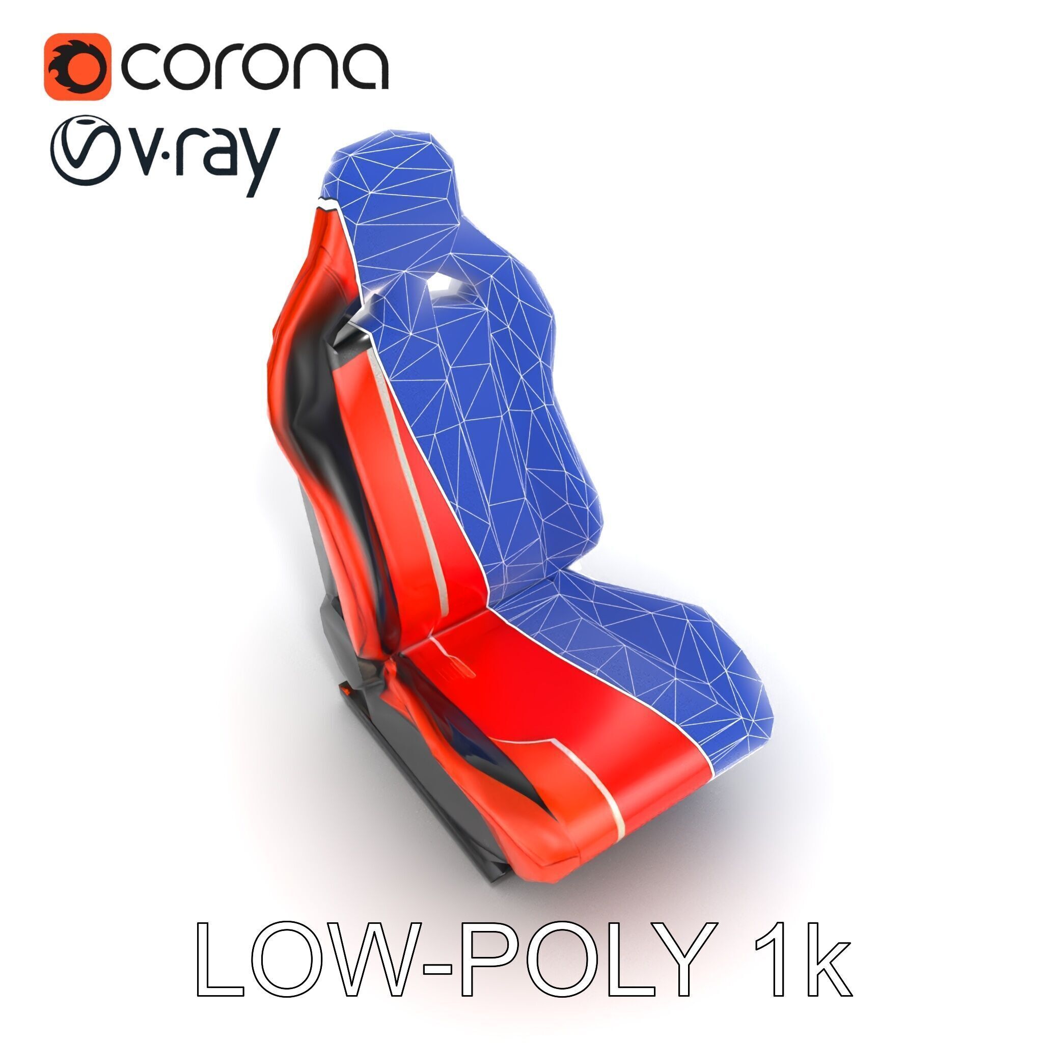 Modern Racing Simulator Seat model pack with Vibrant Stripes Low-poly 3D model_19