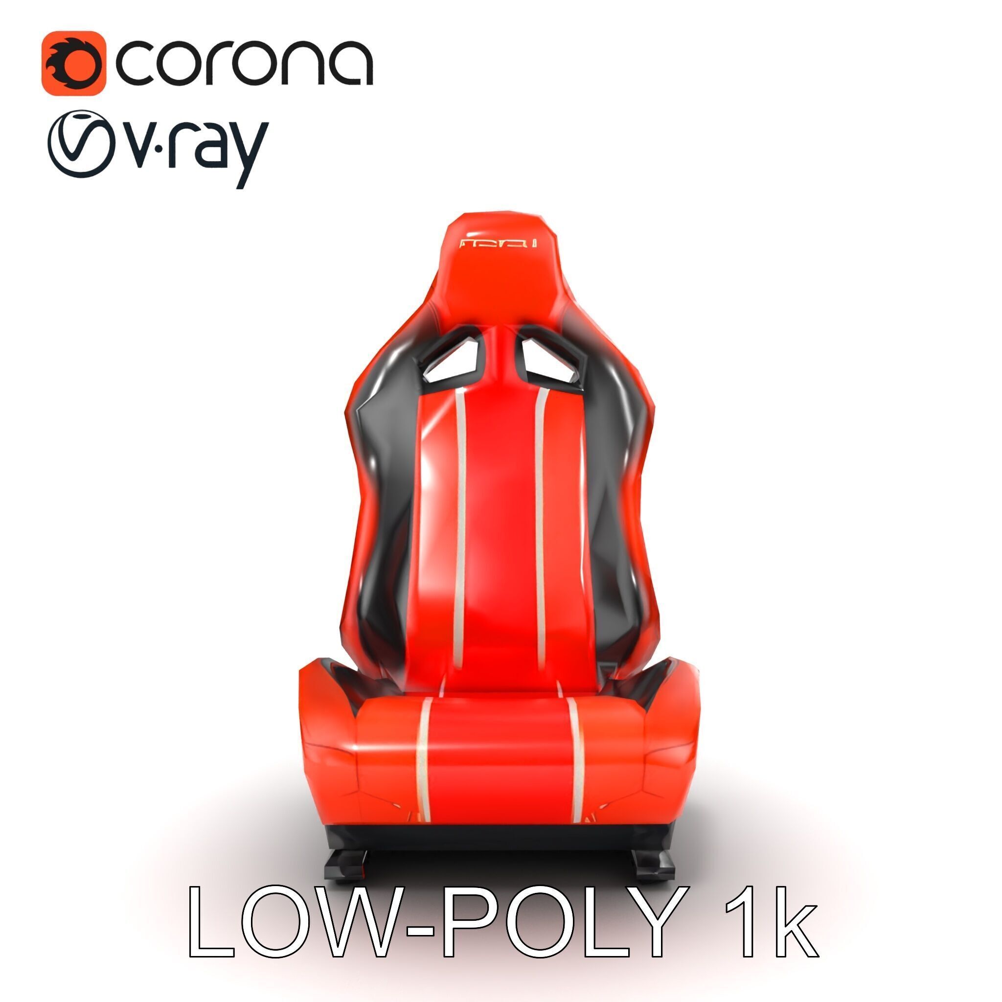 Modern Racing Simulator Seat model pack with Vibrant Stripes Low-poly 3D model_26