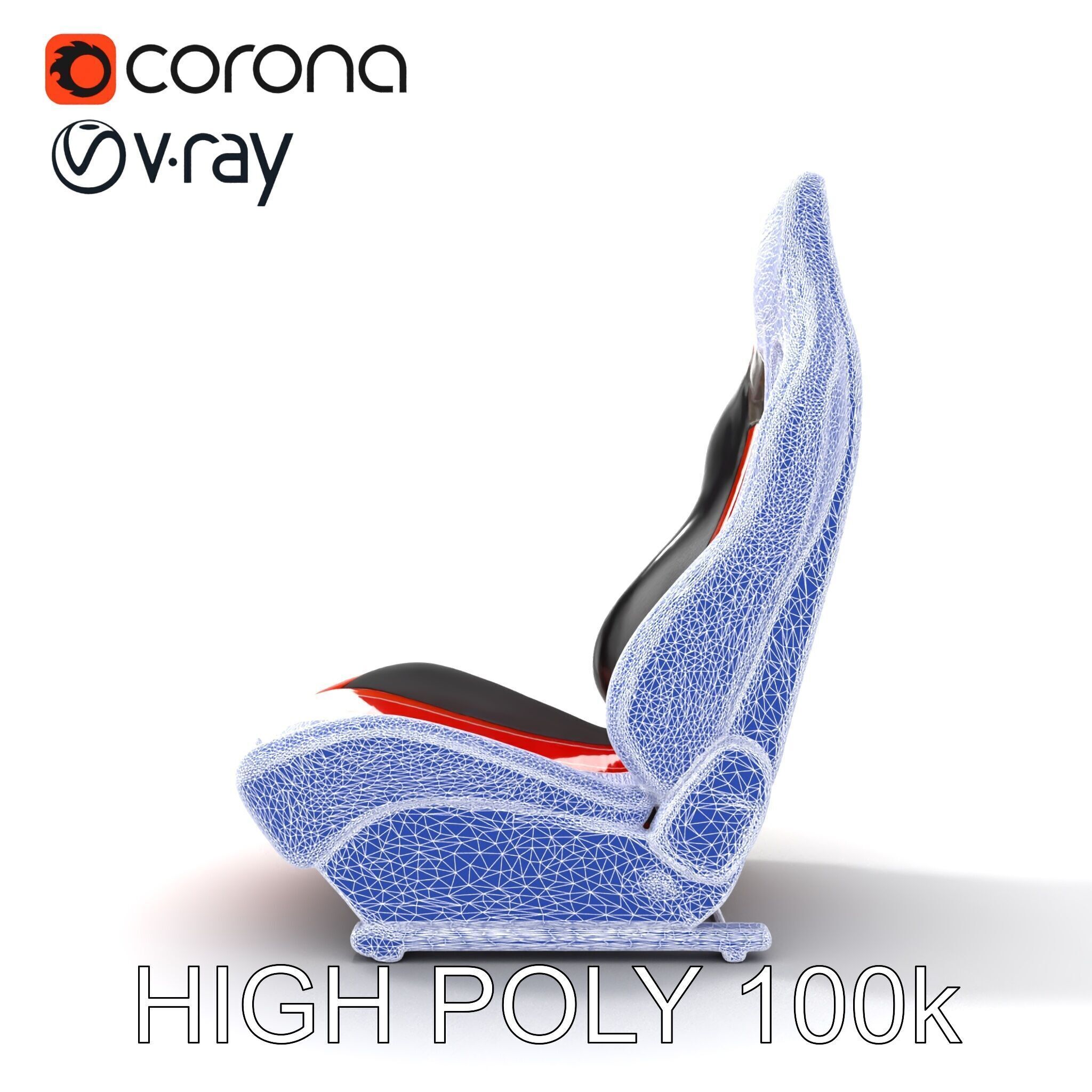 Modern Racing Simulator Seat model pack with Vibrant Stripes Low-poly 3D model_27