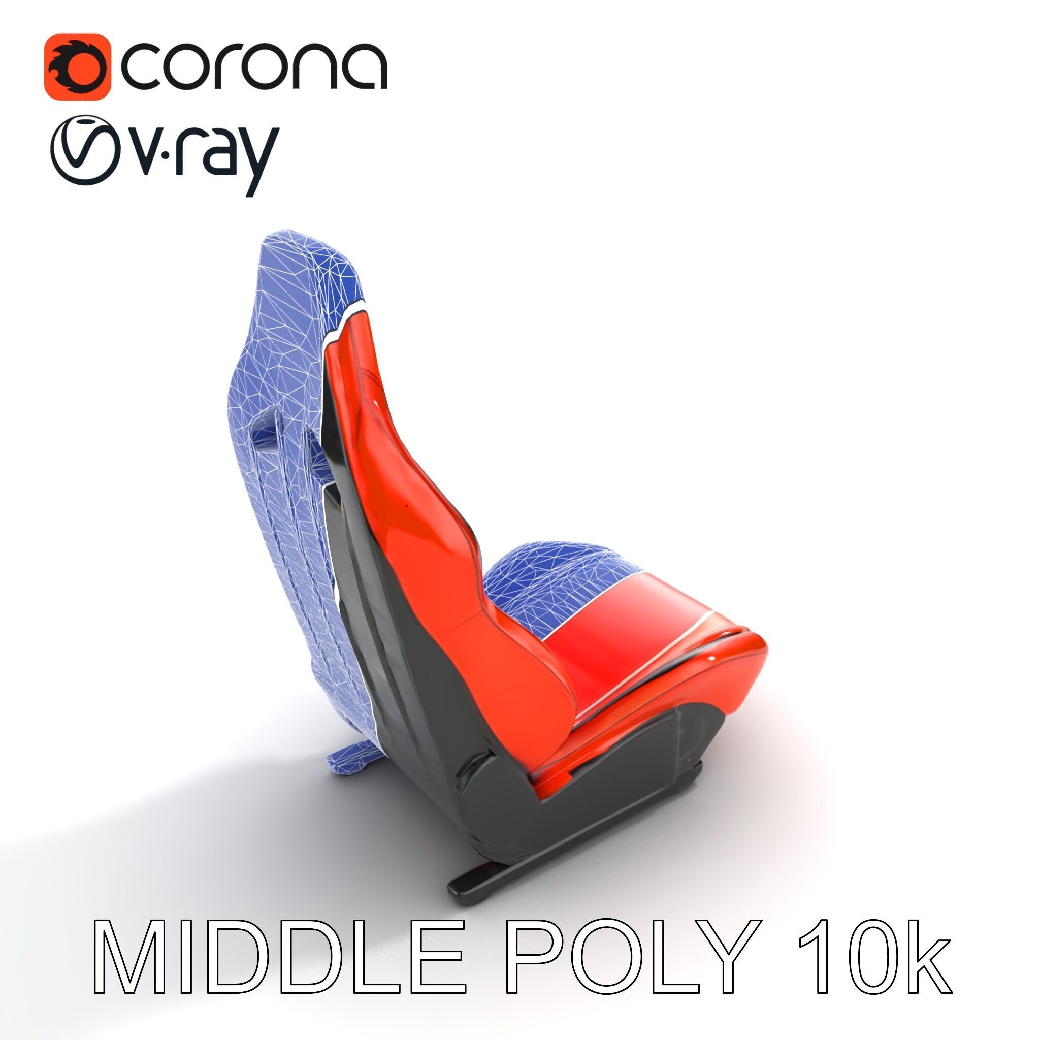 Modern Racing Simulator Seat model pack with Vibrant Stripes Low-poly 3D model_11