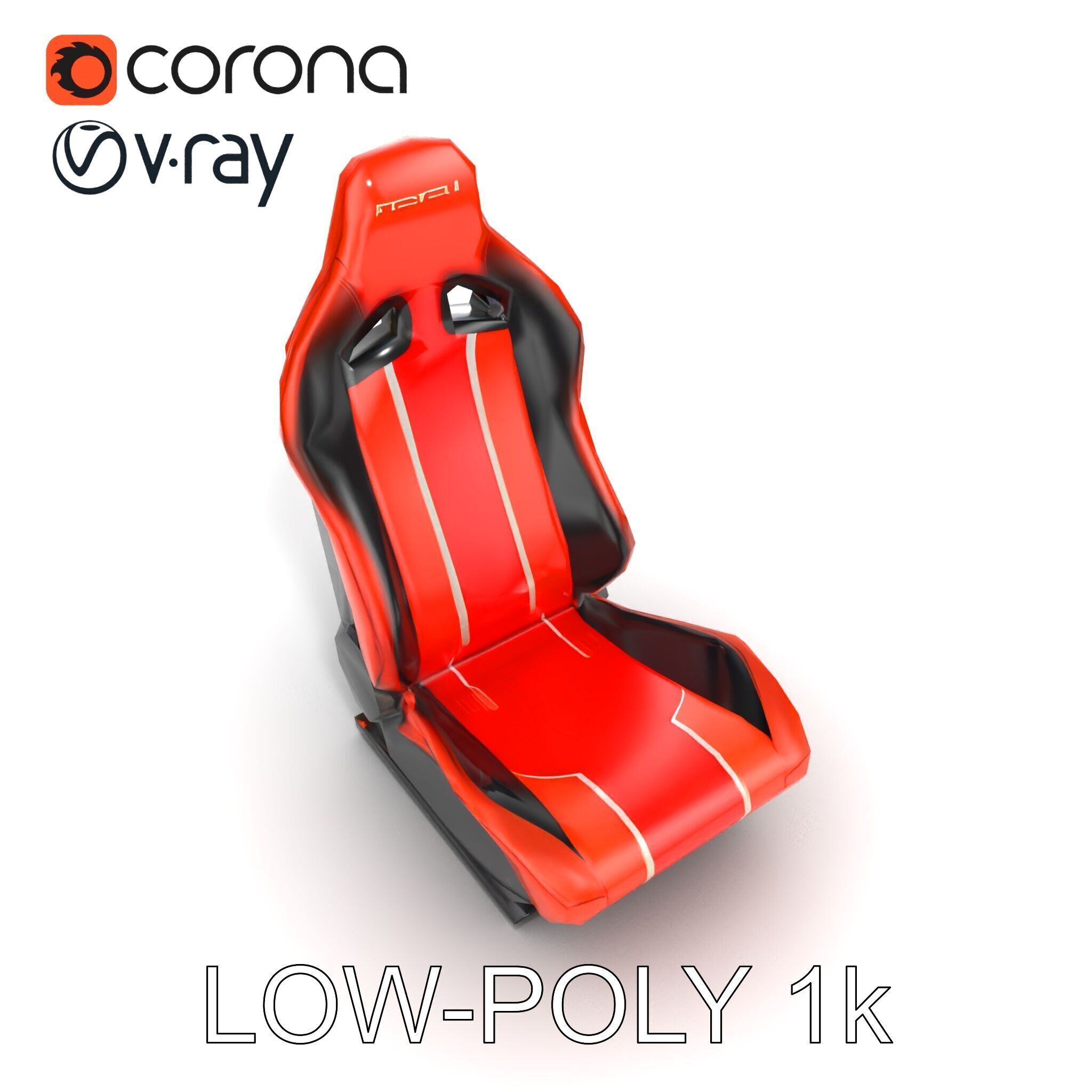 Modern Racing Simulator Seat model pack with Vibrant Stripes Low-poly 3D model_32