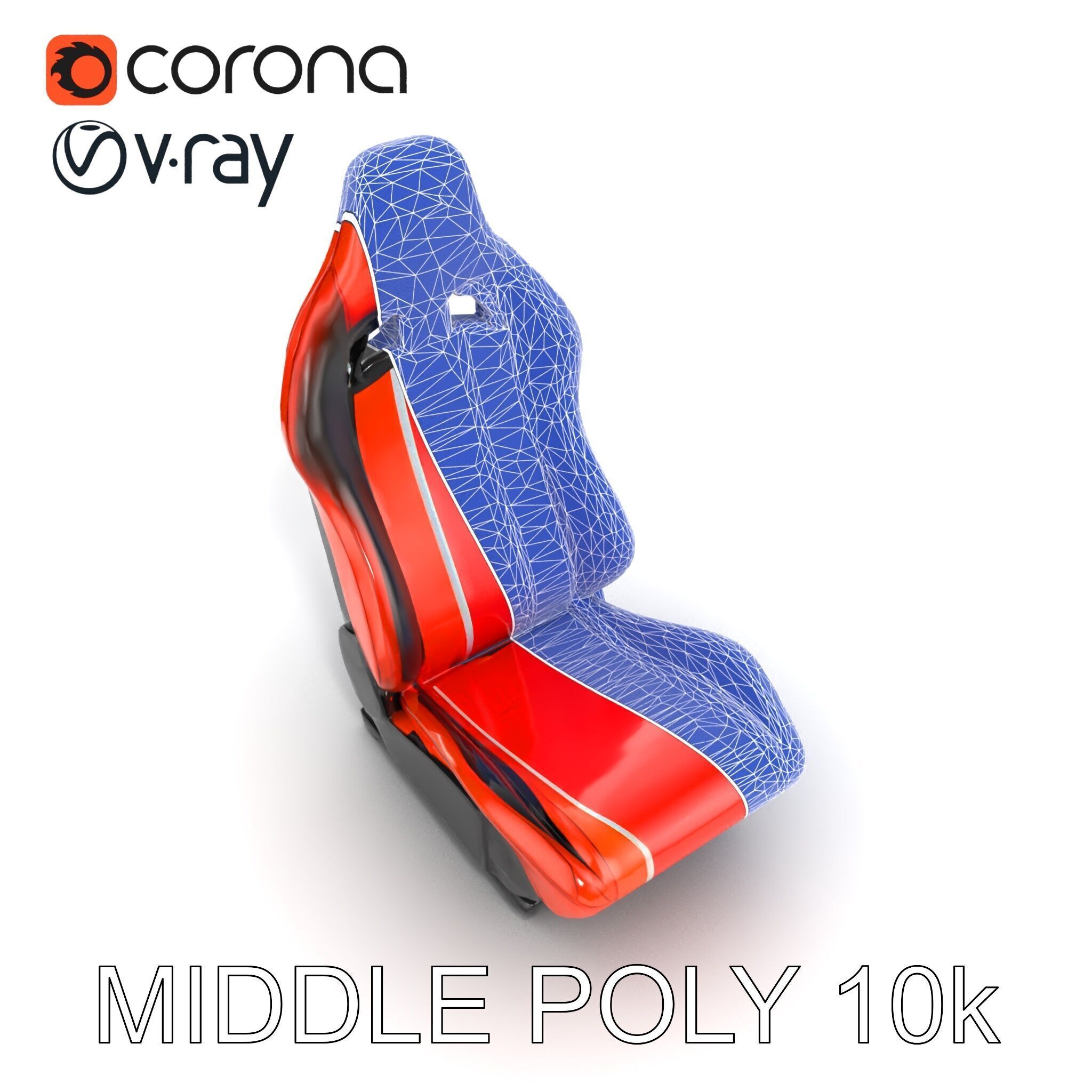 Modern Racing Simulator Seat model pack with Vibrant Stripes Low-poly 3D model_21