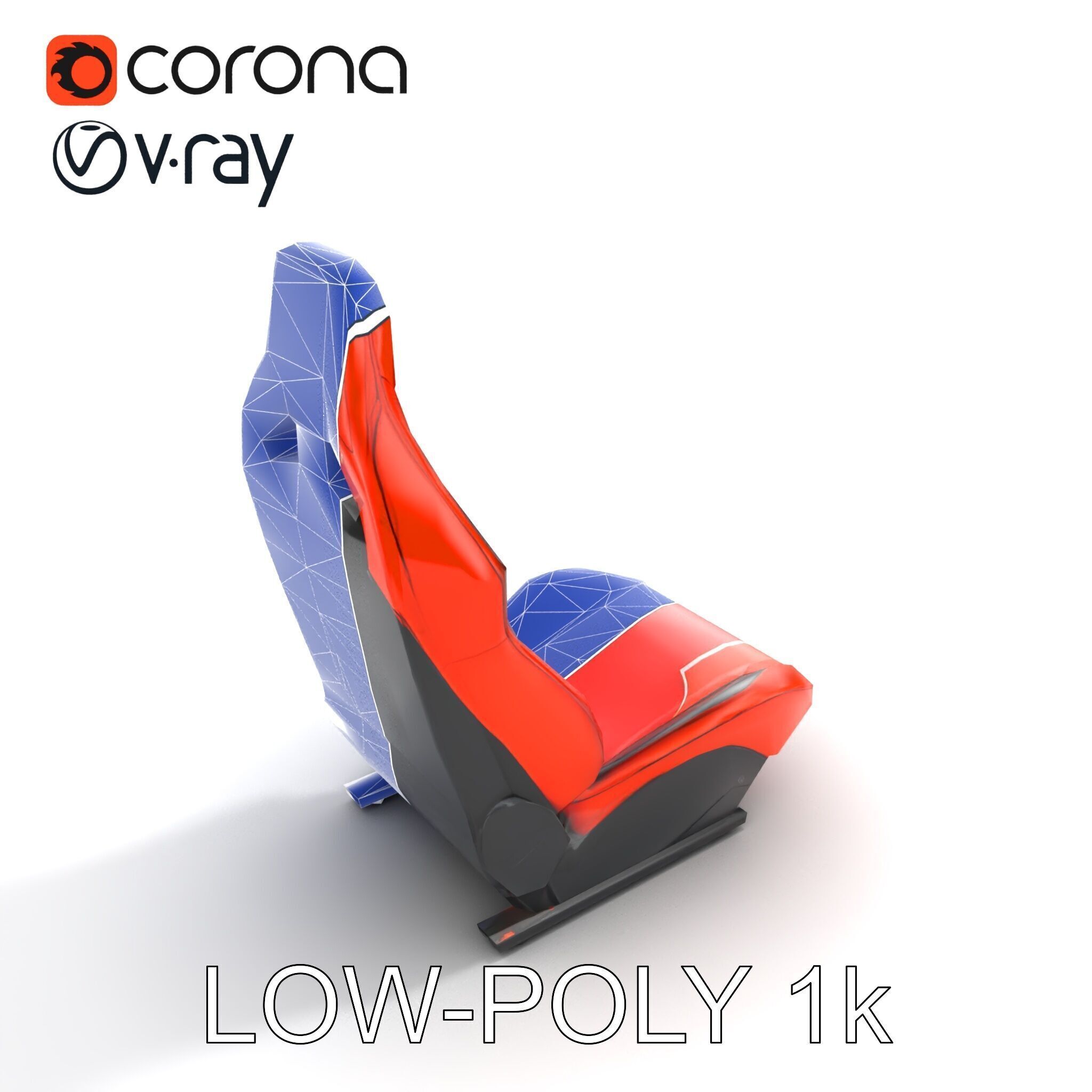 Modern Racing Simulator Seat model pack with Vibrant Stripes Low-poly 3D model_13