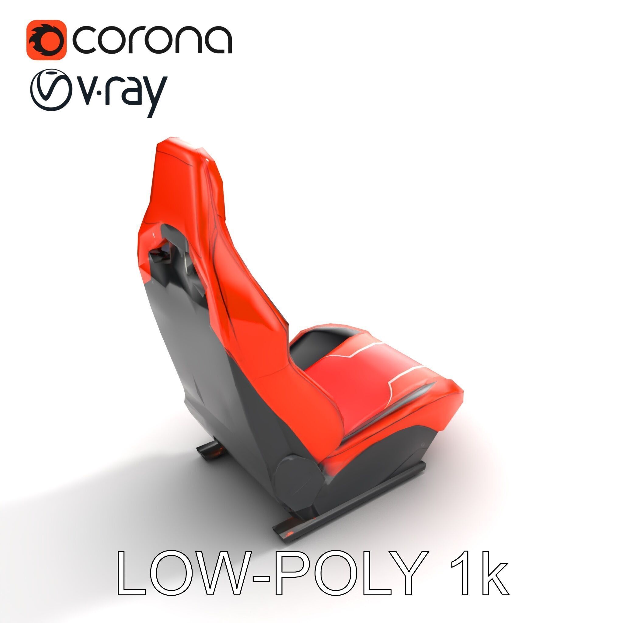 Modern Racing Simulator Seat model pack with Vibrant Stripes Low-poly 3D model_9