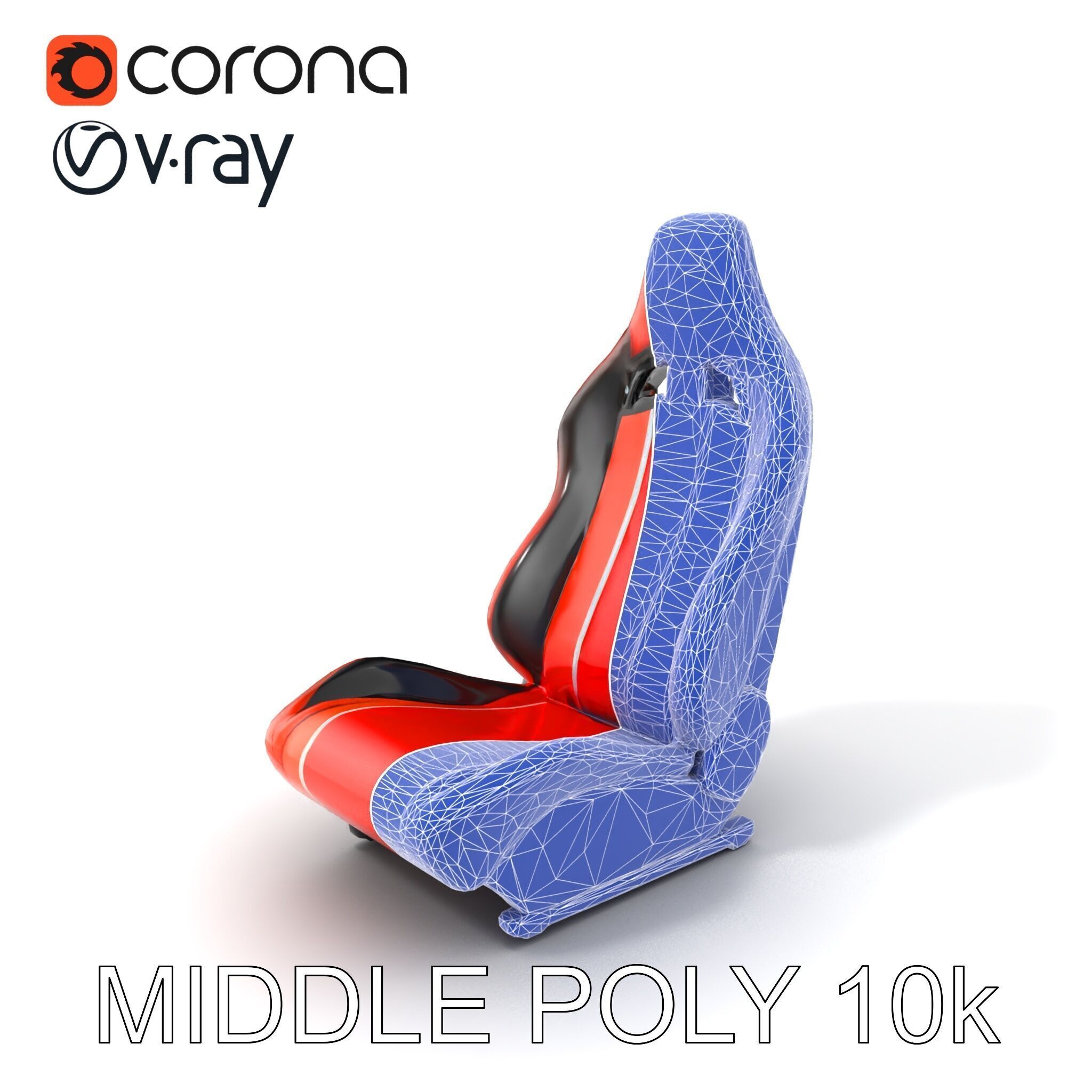 Modern Racing Simulator Seat model pack with Vibrant Stripes Low-poly 3D model_6