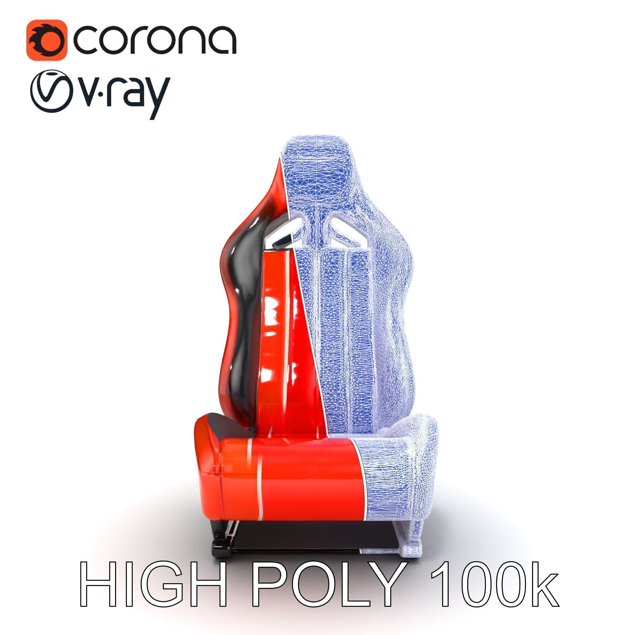 Modern Racing Simulator Seat model pack with Vibrant Stripes Low-poly 3D model_31