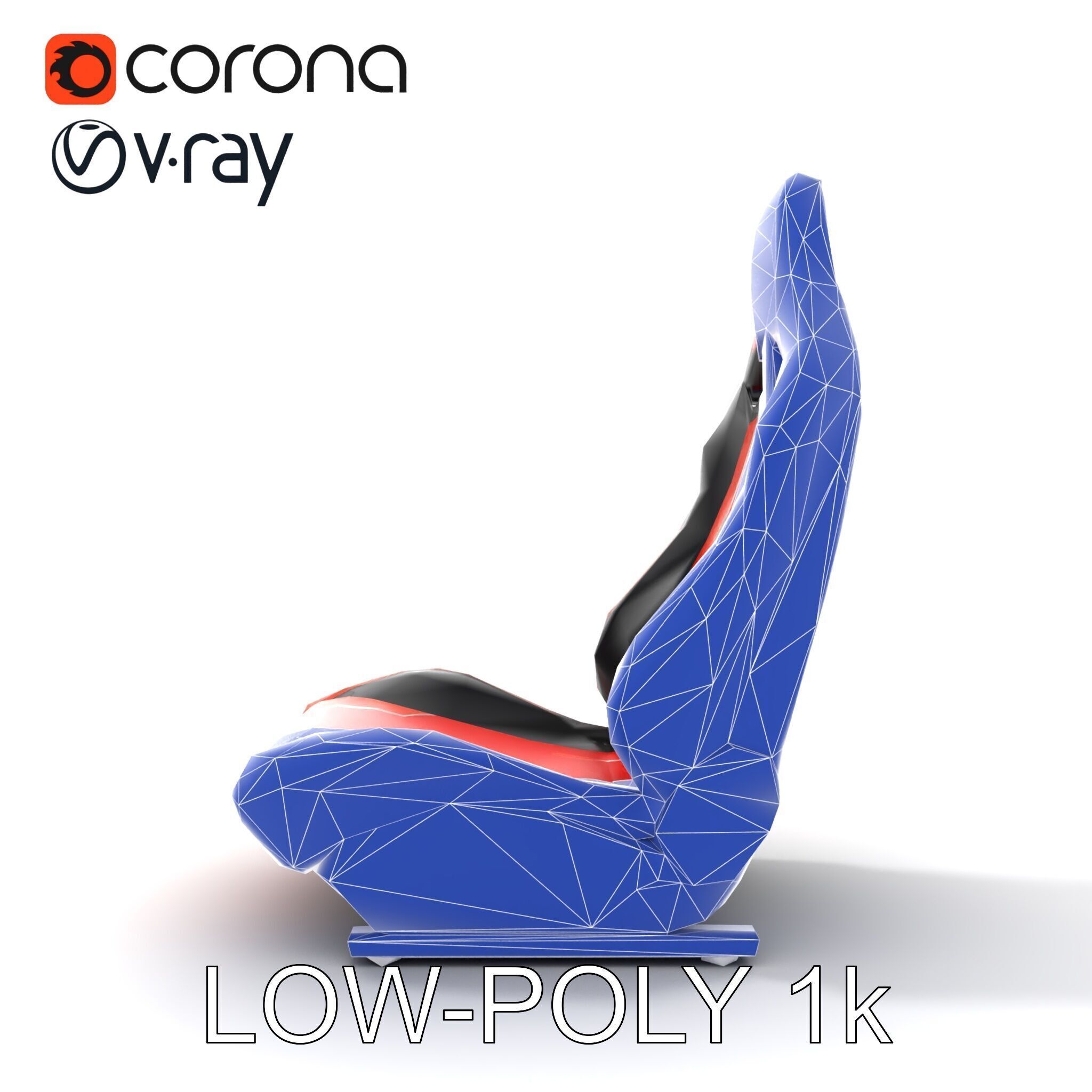 Modern Racing Simulator Seat model pack with Vibrant Stripes Low-poly 3D model_25