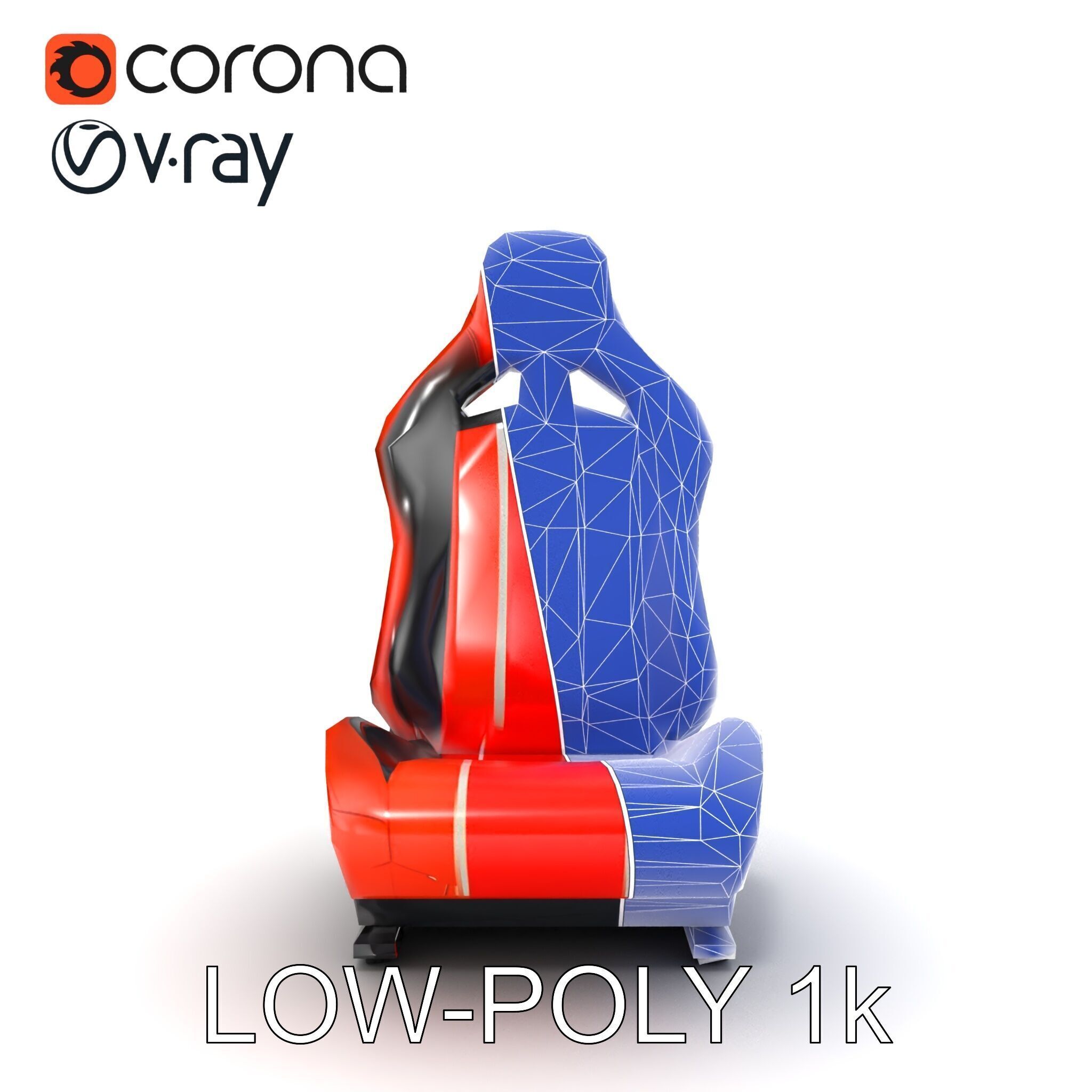 Modern Racing Simulator Seat model pack with Vibrant Stripes Low-poly 3D model_17