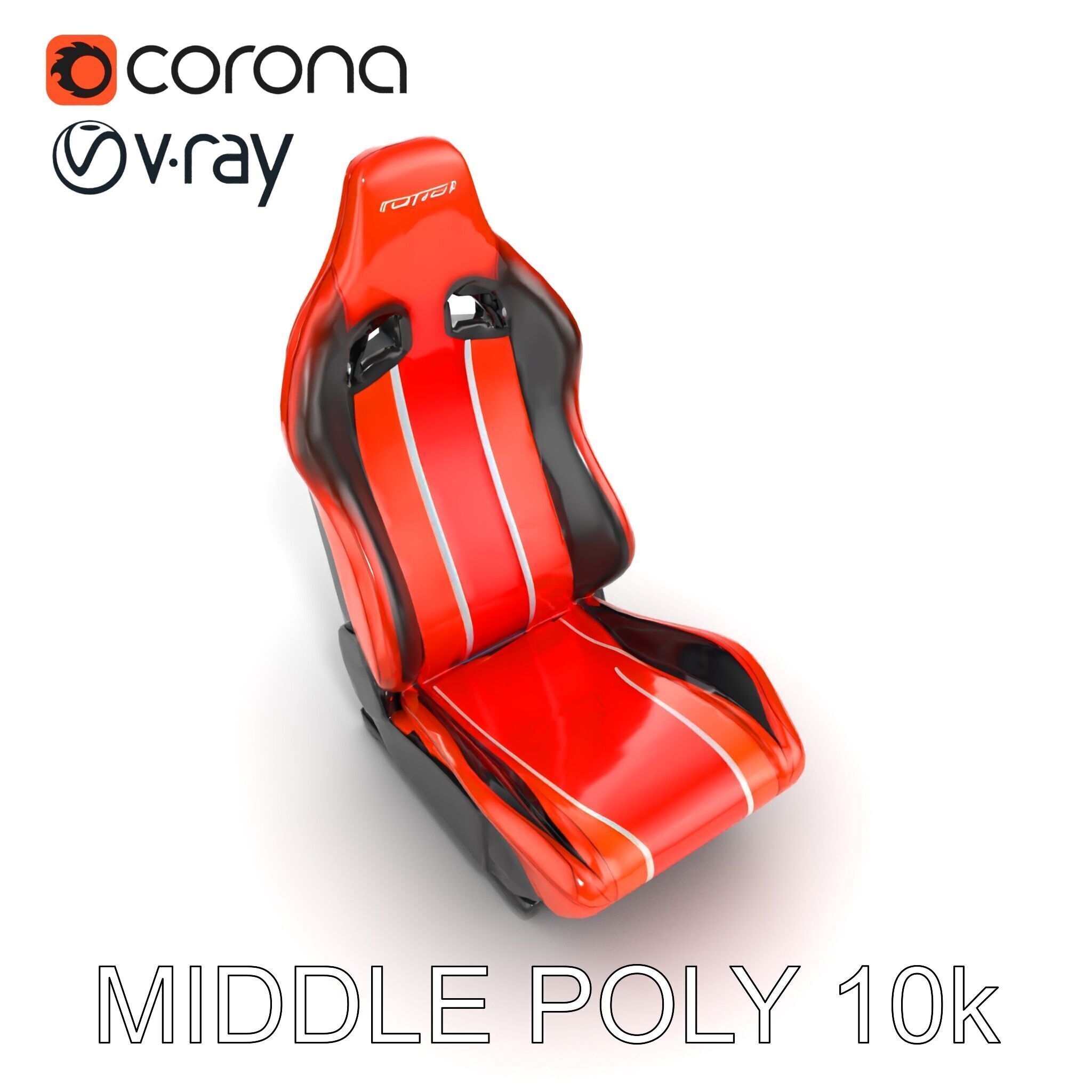 Modern Racing Simulator Seat model pack with Vibrant Stripes Low-poly 3D model_12