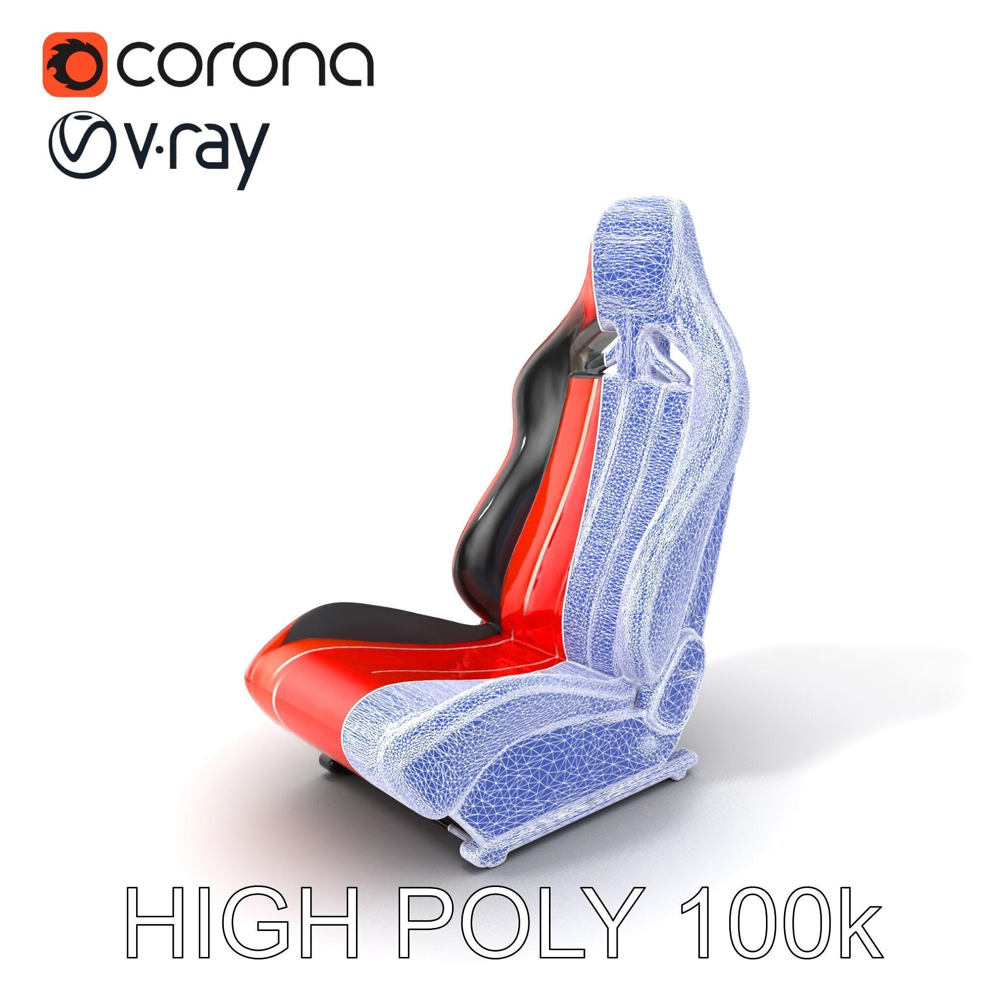 Modern Racing Simulator Seat model pack with Vibrant Stripes Low-poly 3D model_10