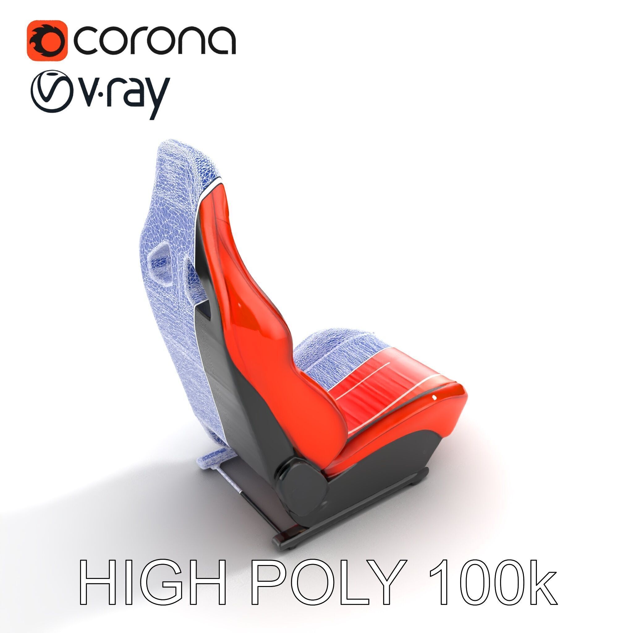 Modern Racing Simulator Seat model pack with Vibrant Stripes Low-poly 3D model_23